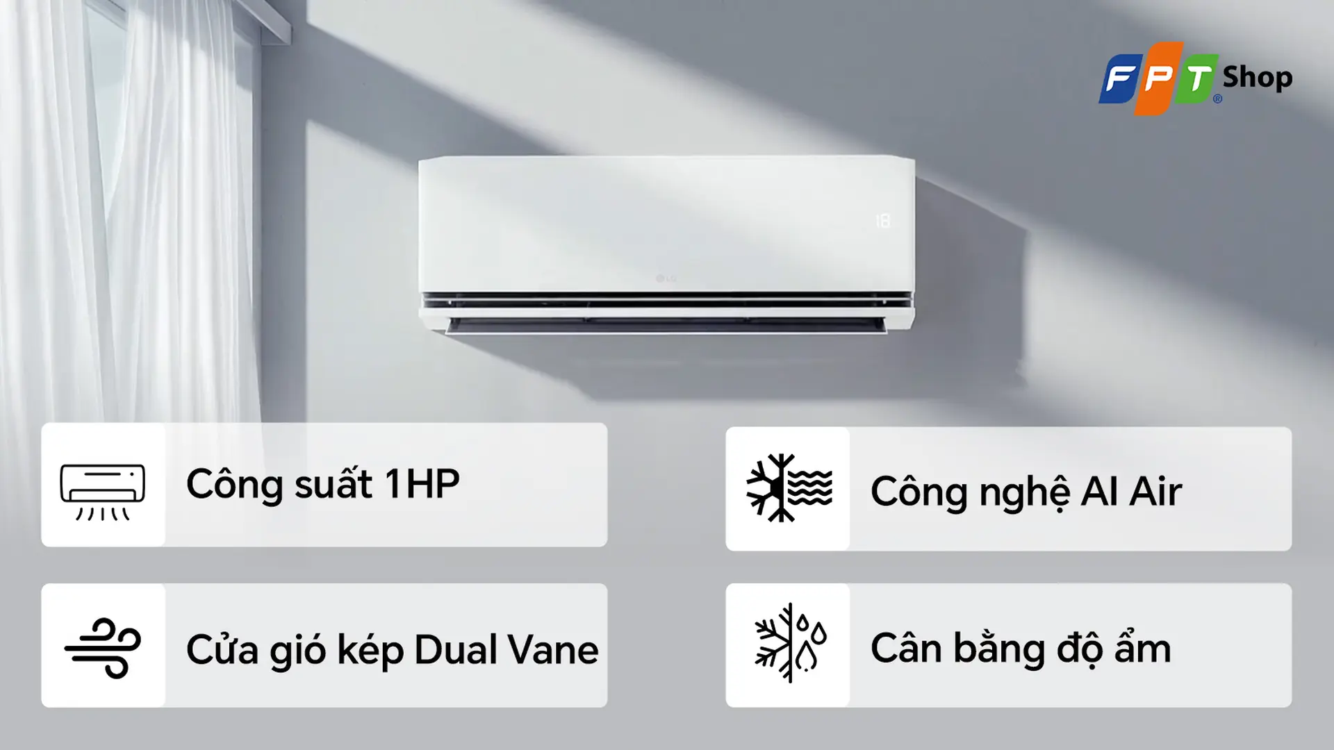 Máy lạnh 2 chiều LG DUALCOOL Inverter AI Air 1 HP IDH09M1