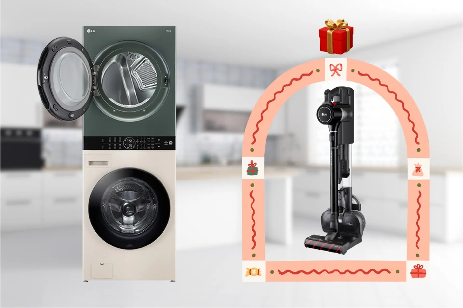 Mua tháp giặt sấy LG Washtower, nhận ngay quà tặng khủng Máy hút bụi lau nhà cầm tay A9K-MAX trị giá 19.990.000 đồng