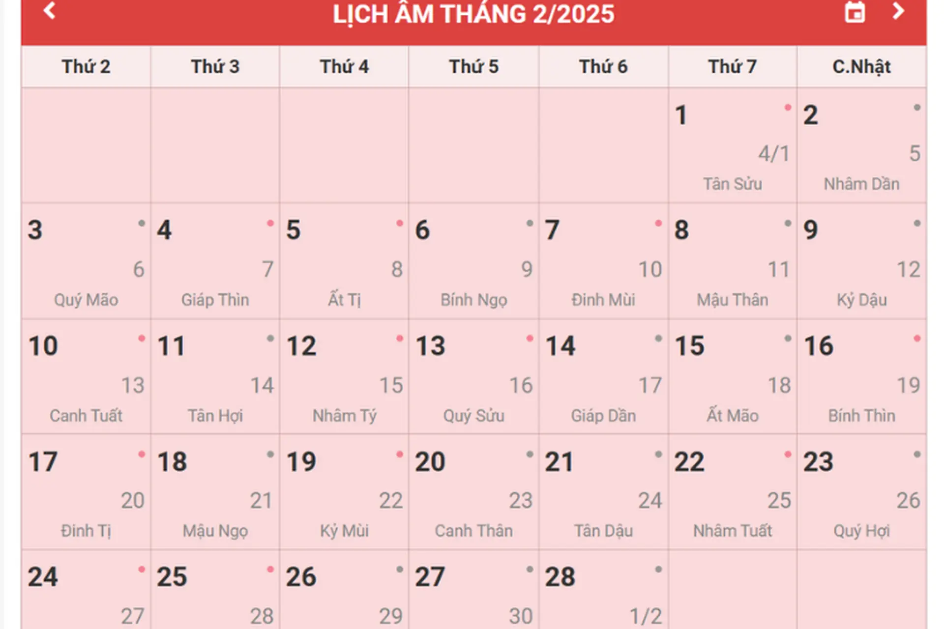 Lịch âm tháng 2 năm 2025: Chi tiết về ngày tốt và xấu để có một khởi đầu năm mới thật thuận lợi