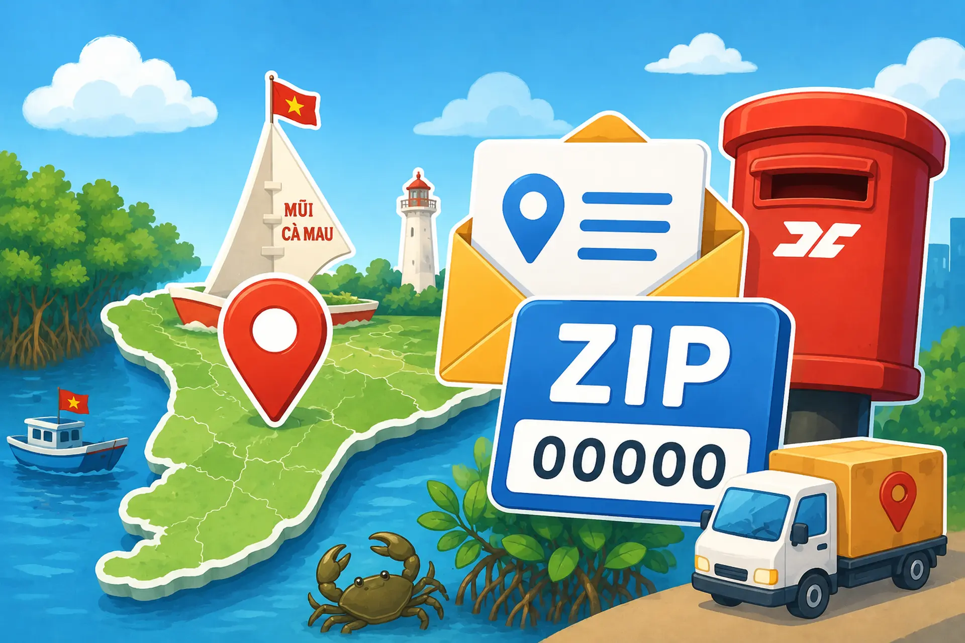 Mã ZIP Cà Mau 2026 là bao nhiêu? Cập nhật mã bưu chính mới nhất sau sáp nhập