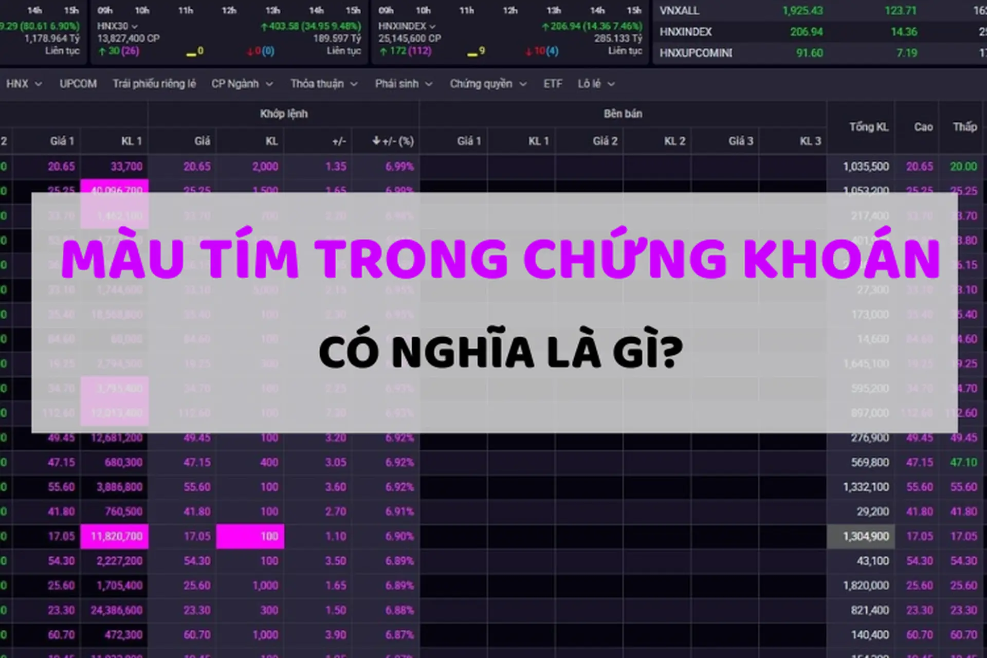 Màu tím trong chứng khoán là gì? Tín hiệu tăng giá mạnh mẽ và những điều nhà đầu tư cần hiểu rõ
