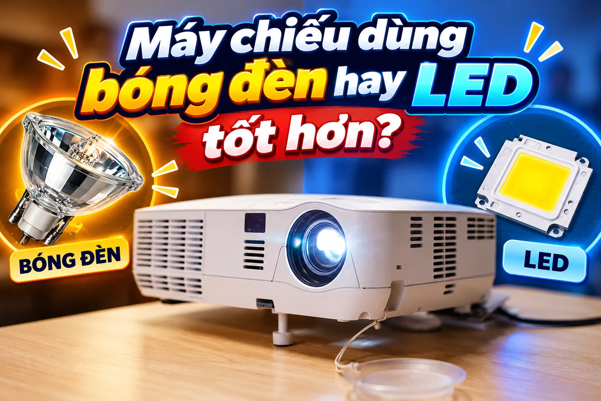 Máy chiếu dùng bóng đèn hay LED tốt hơn? So sánh để chọn đúng nhu cầu