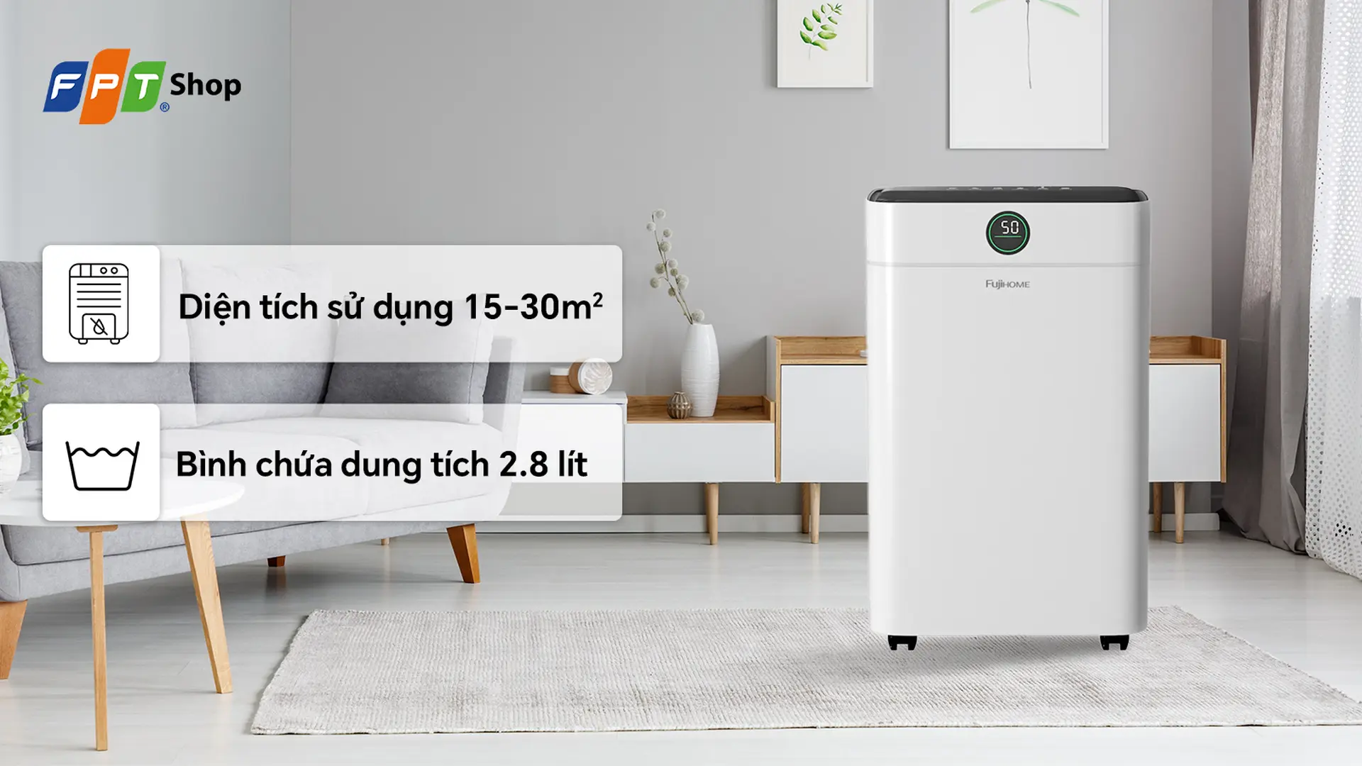 Máy hút ẩm 18 lít Fujihome DH18W-HEPA