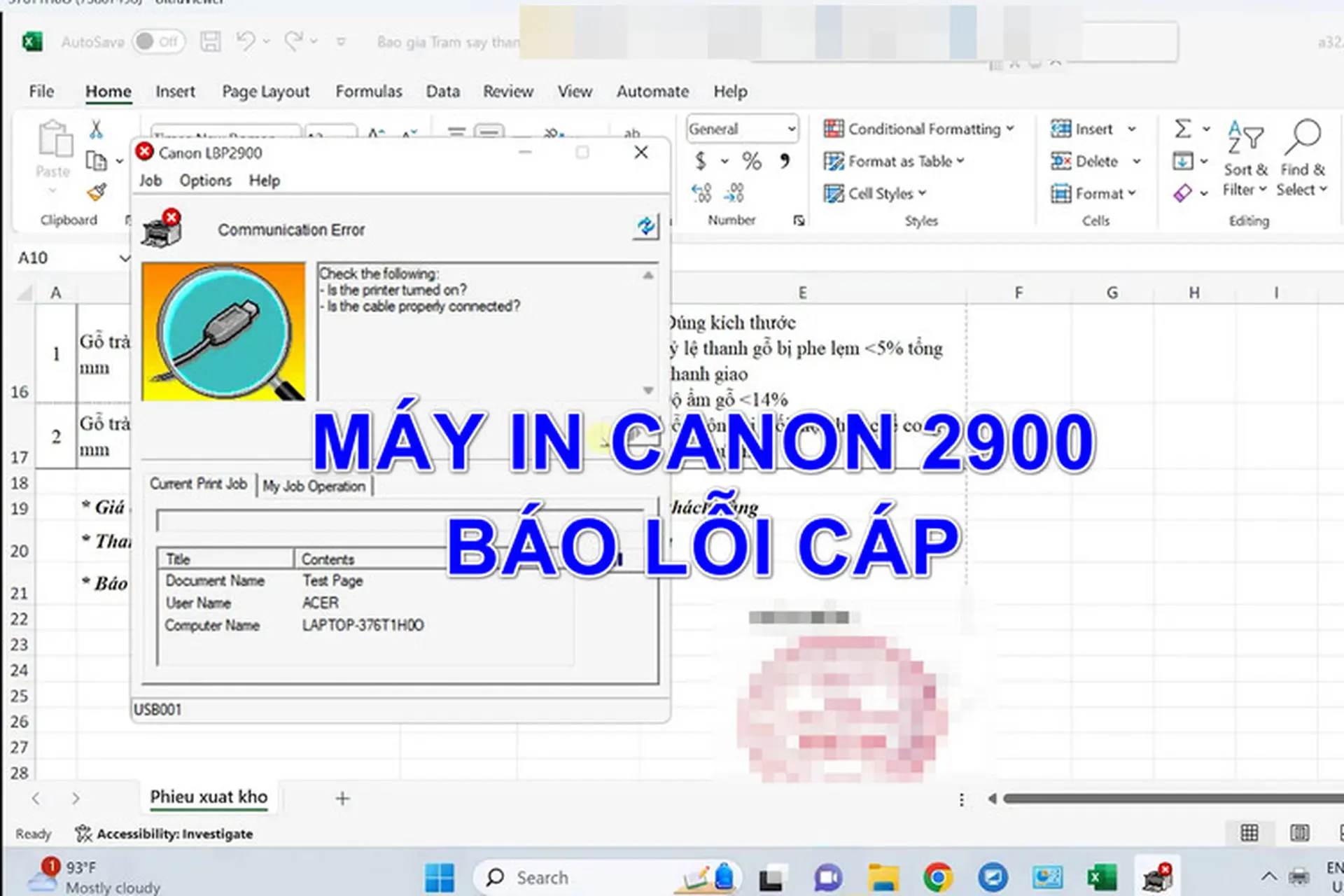 Máy in Canon 2900 báo lỗi cáp: Hướng dẫn cách khắc phục lỗi thành công 100%