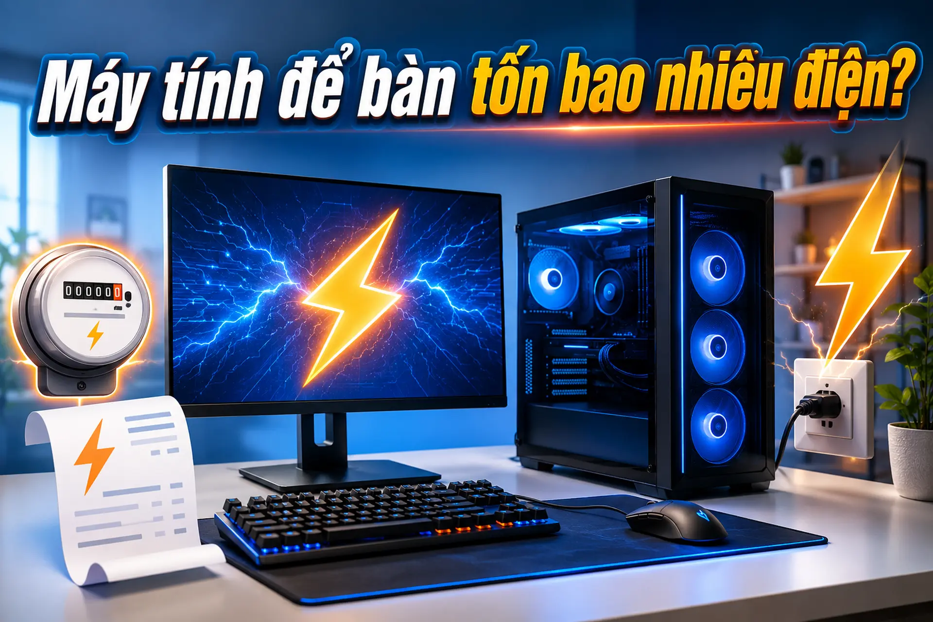 Máy tính để bàn tốn bao nhiêu điện? Cách tính mức tiêu thụ điện năng chi tiết nhất