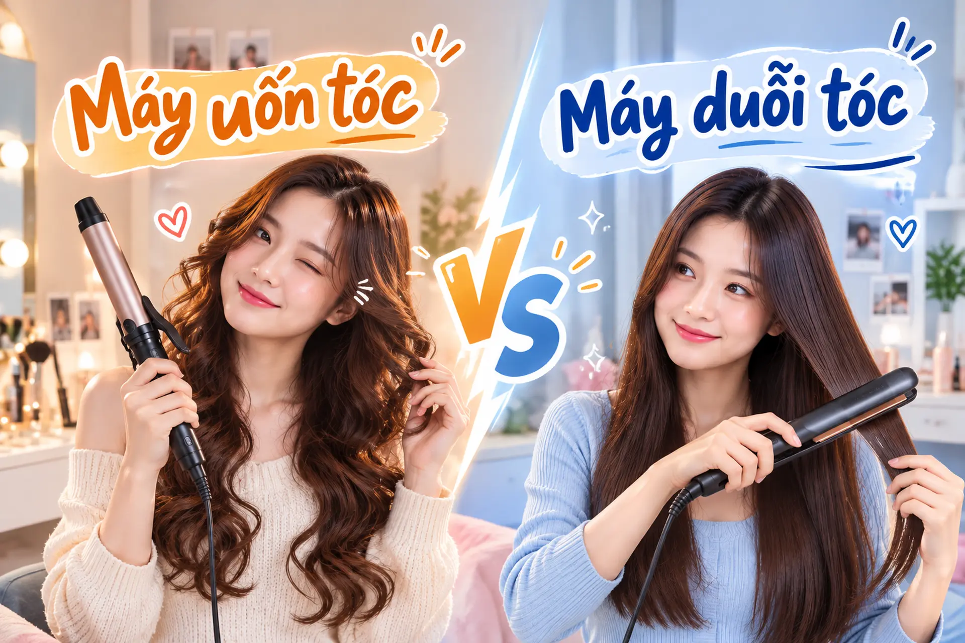 Máy uốn tóc và máy duỗi tóc khác nhau như thế nào? So sánh chi tiết và cách chọn máy phù hợp