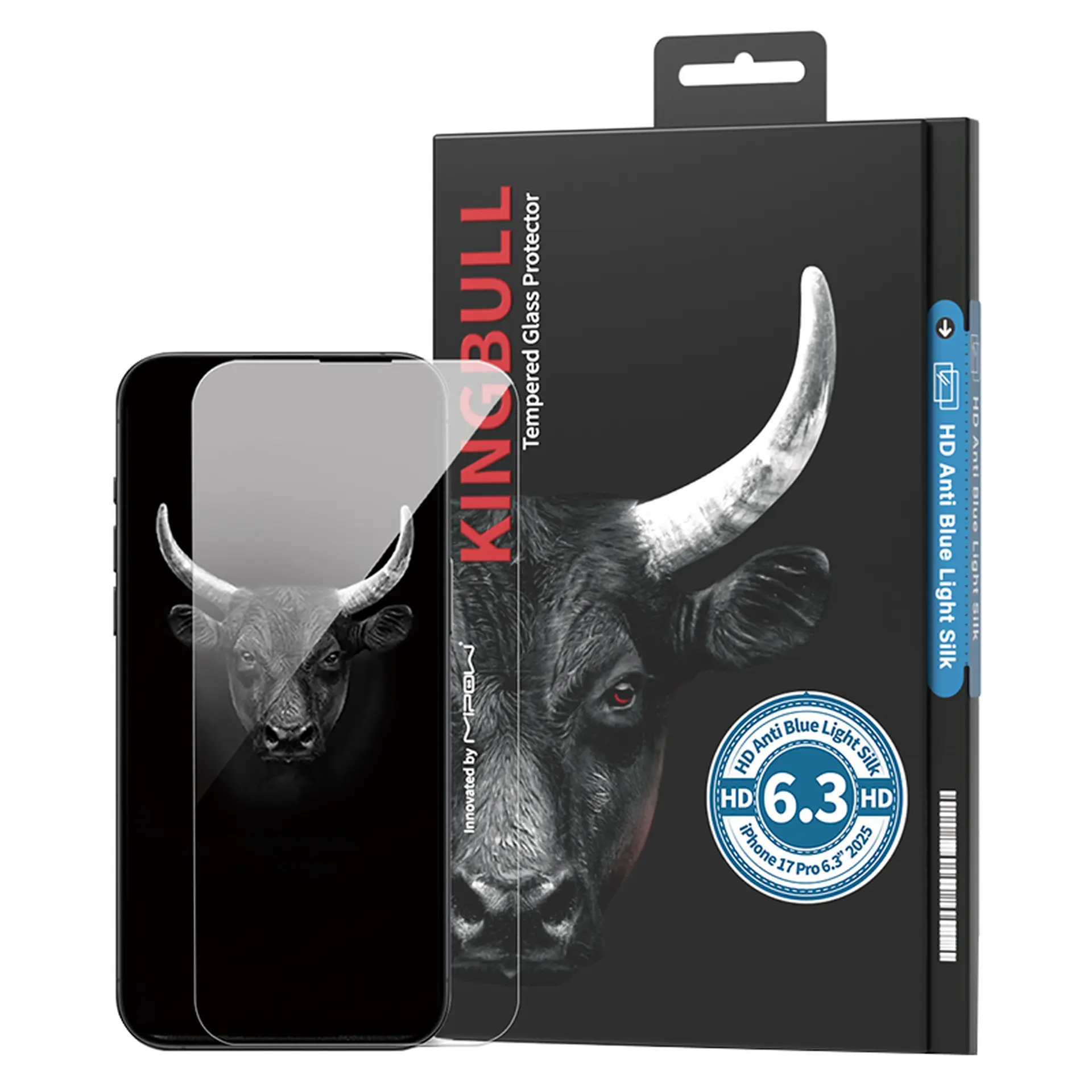 Miếng dán màn hình kính cường lực chống ánh sáng xanh iPhone 17 Pro/iPhone 16 Pro Mipow