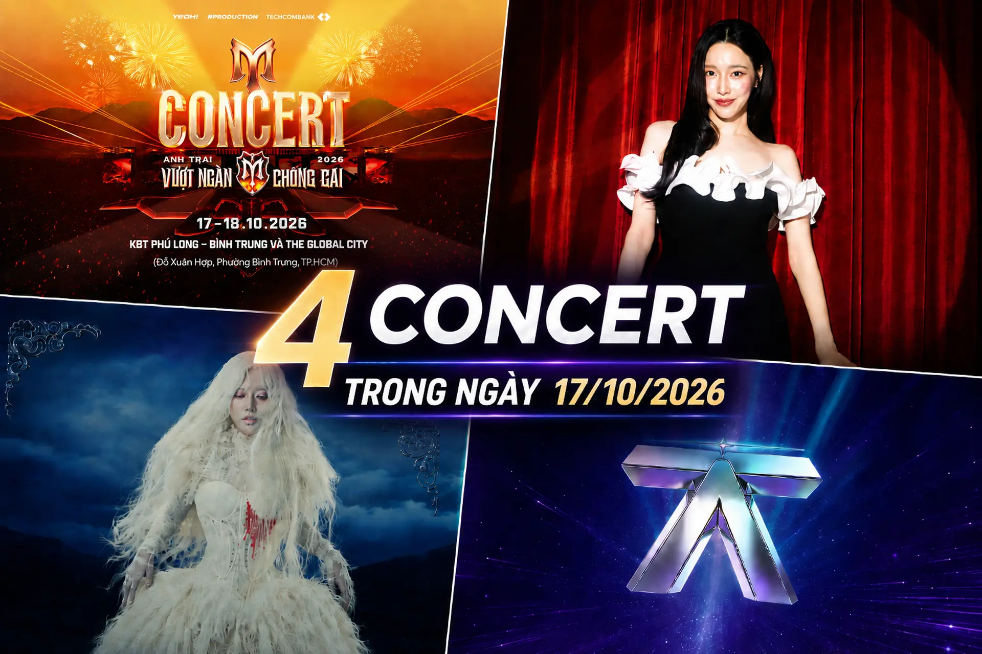 Một đêm 4 concert ở TP.HCM: Cuộc đua âm nhạc sôi động trong ngày 17/10/2026