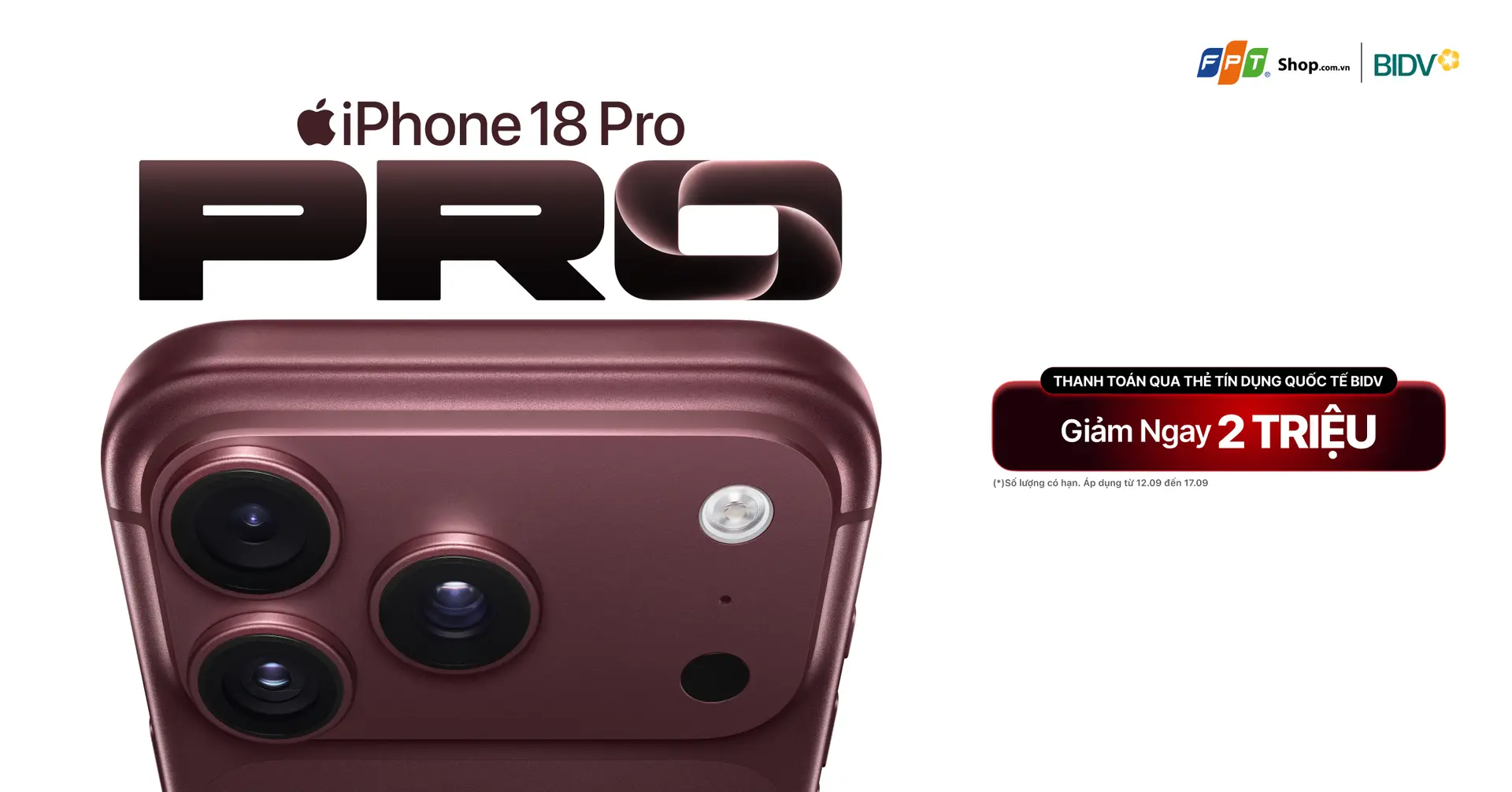 Mua iPhone 18 Series bằng thẻ BIDV, giảm đến 2 triệu đồng tại FPT Shop