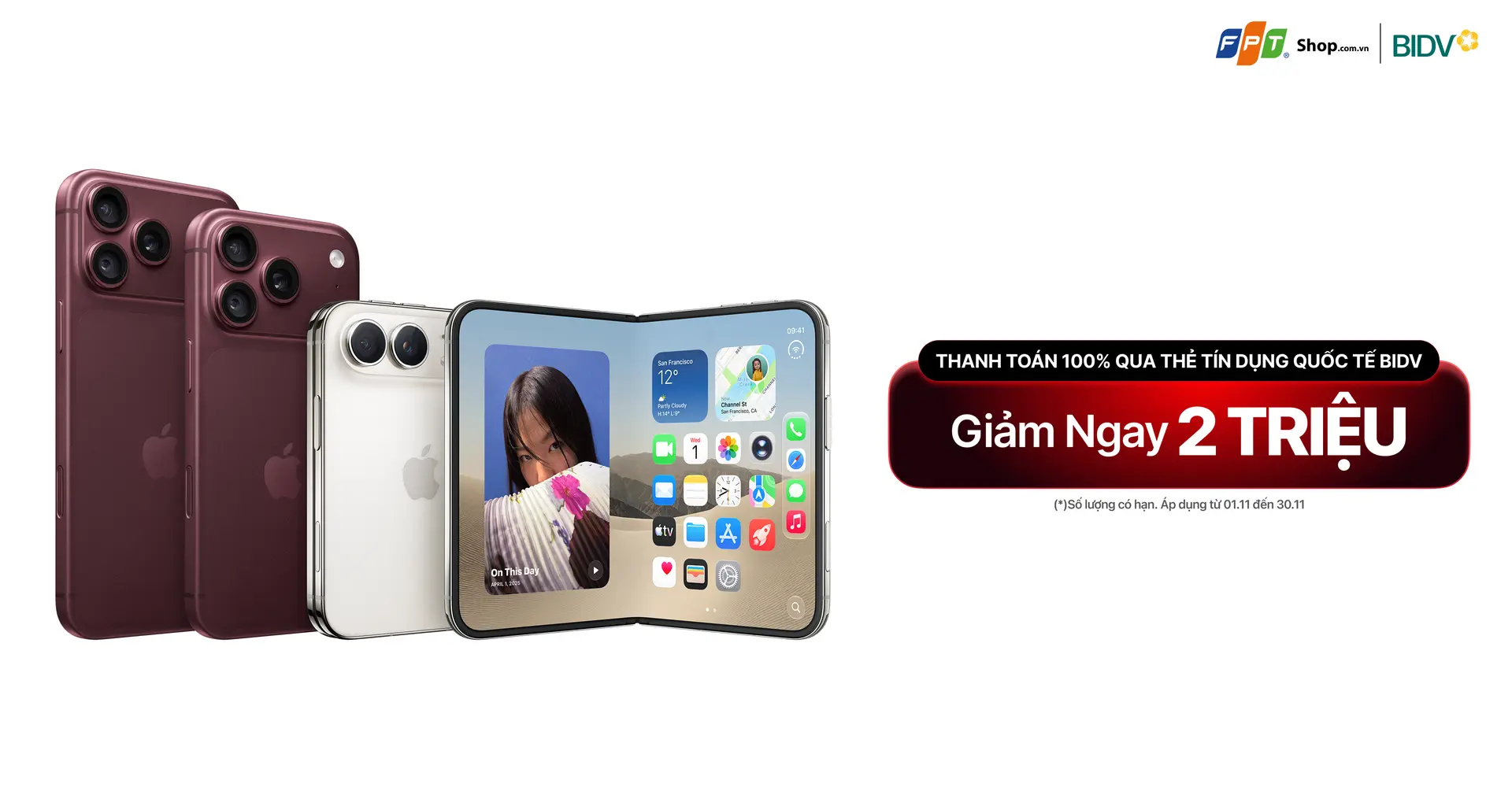 Mua iPhone 18 Series và iPhone Duo, giảm ngay 2 triệu đồng qua thẻ BIDV tại FPT Shop