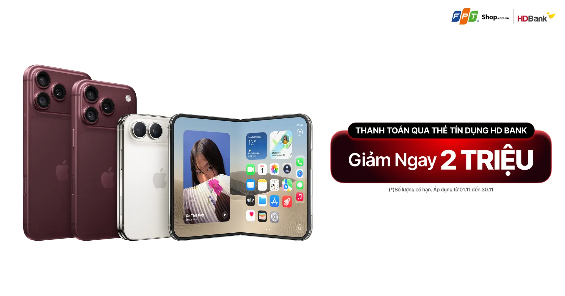 Mua iPhone 18 Series và iPhone Duo, giảm ngay 2 triệu đồng qua thẻ HDBank tại FPT Shop