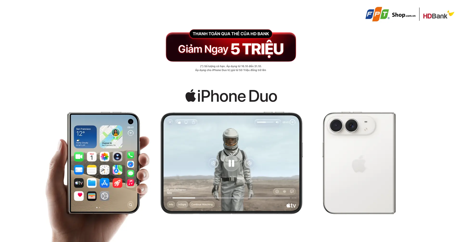 Mua iPhone Duo giảm ngay 5 triệu đồng với thẻ tín dụng HDBank tại FPT Shop