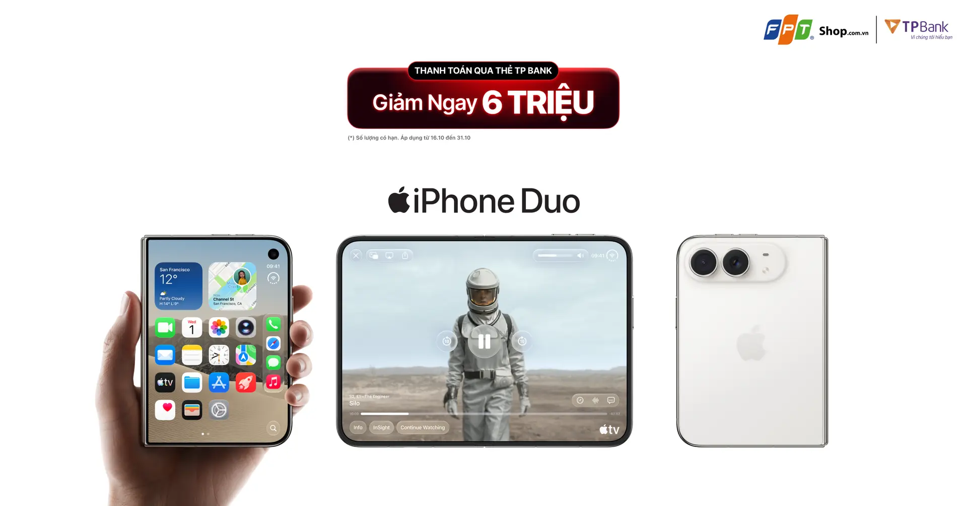 Mua iPhone Duo giảm ngay 6 triệu đồng với thẻ TPBank tại FPT Shop