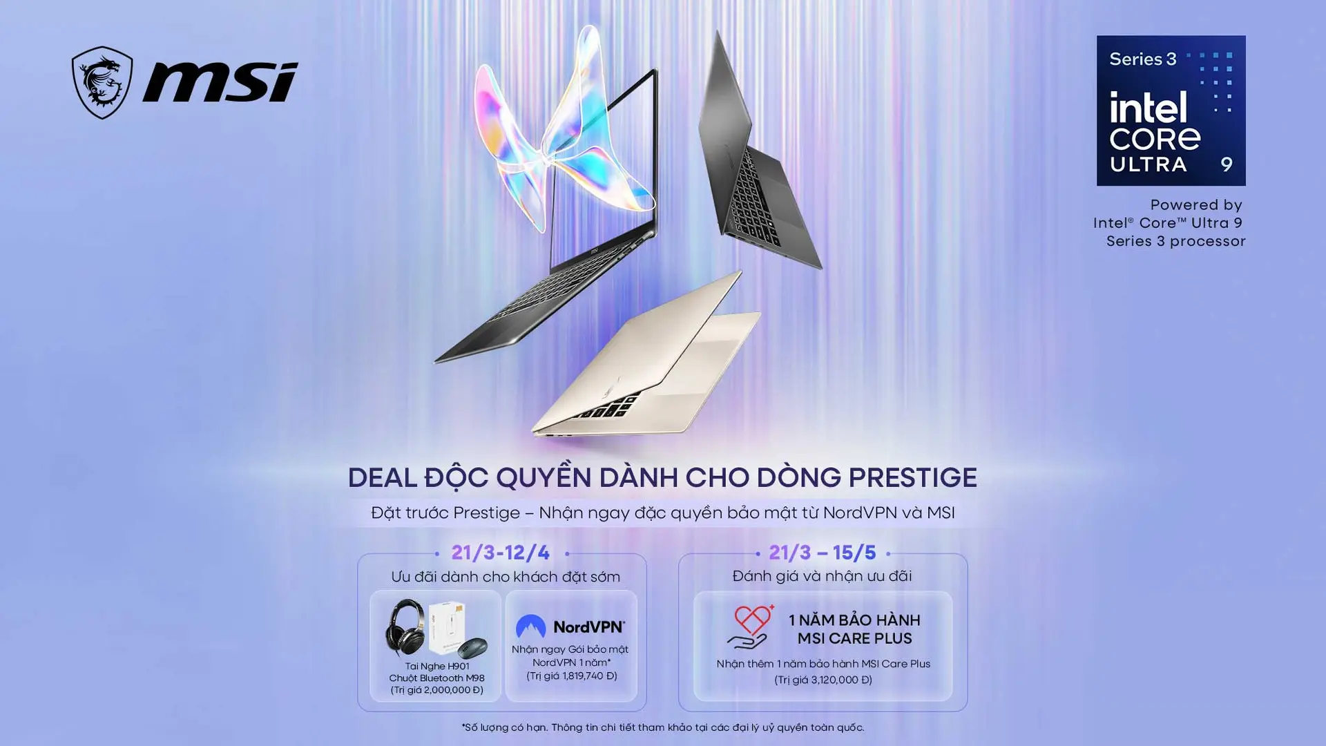 Mua MSI Prestige AI+ tại FPT Shop, nhận combo quà và bảo hành đến 3 năm