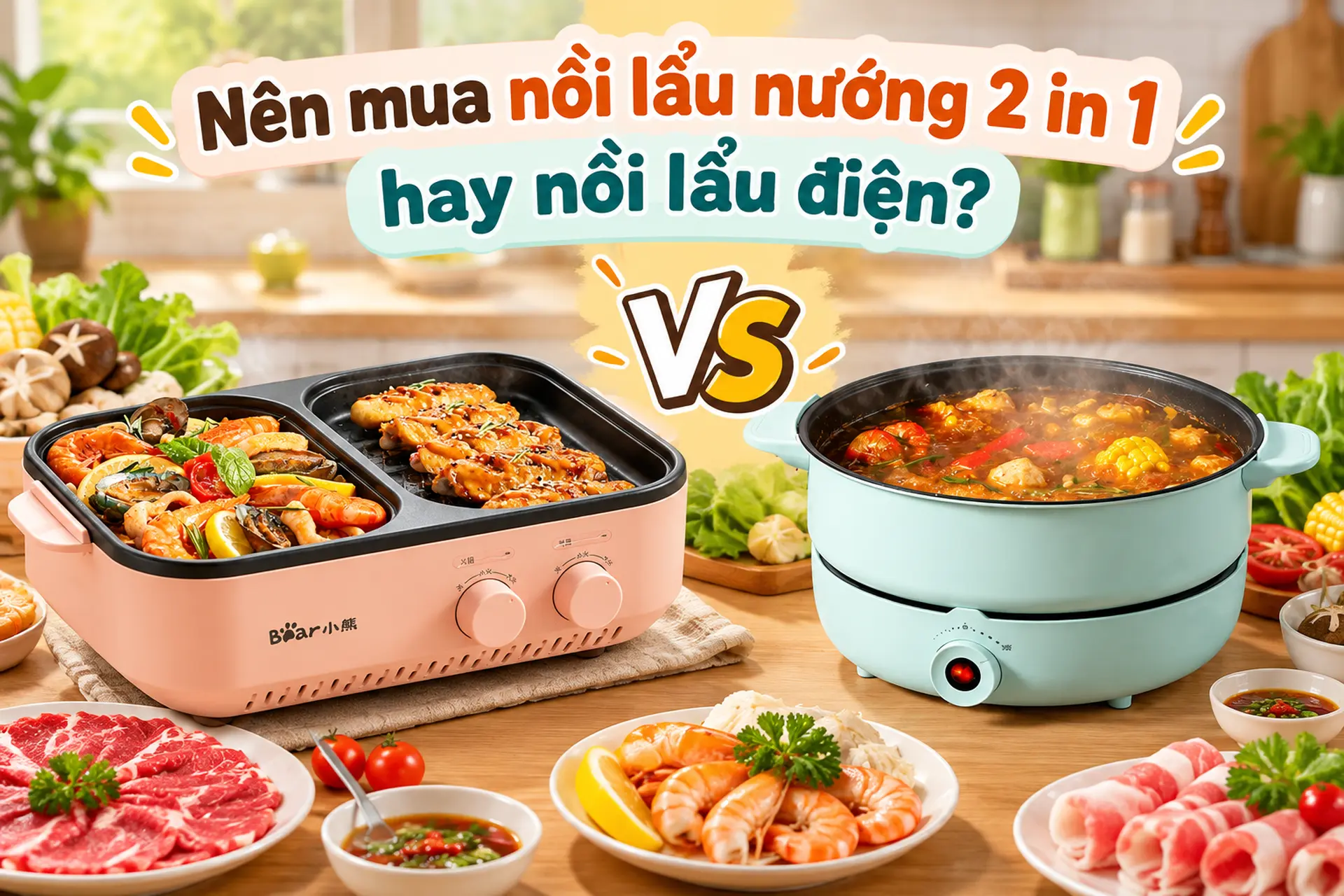 Nên mua nồi lẩu nướng 2 in 1 hay nồi lẩu điện? So sánh ưu nhược điểm và cách chọn phù hợp