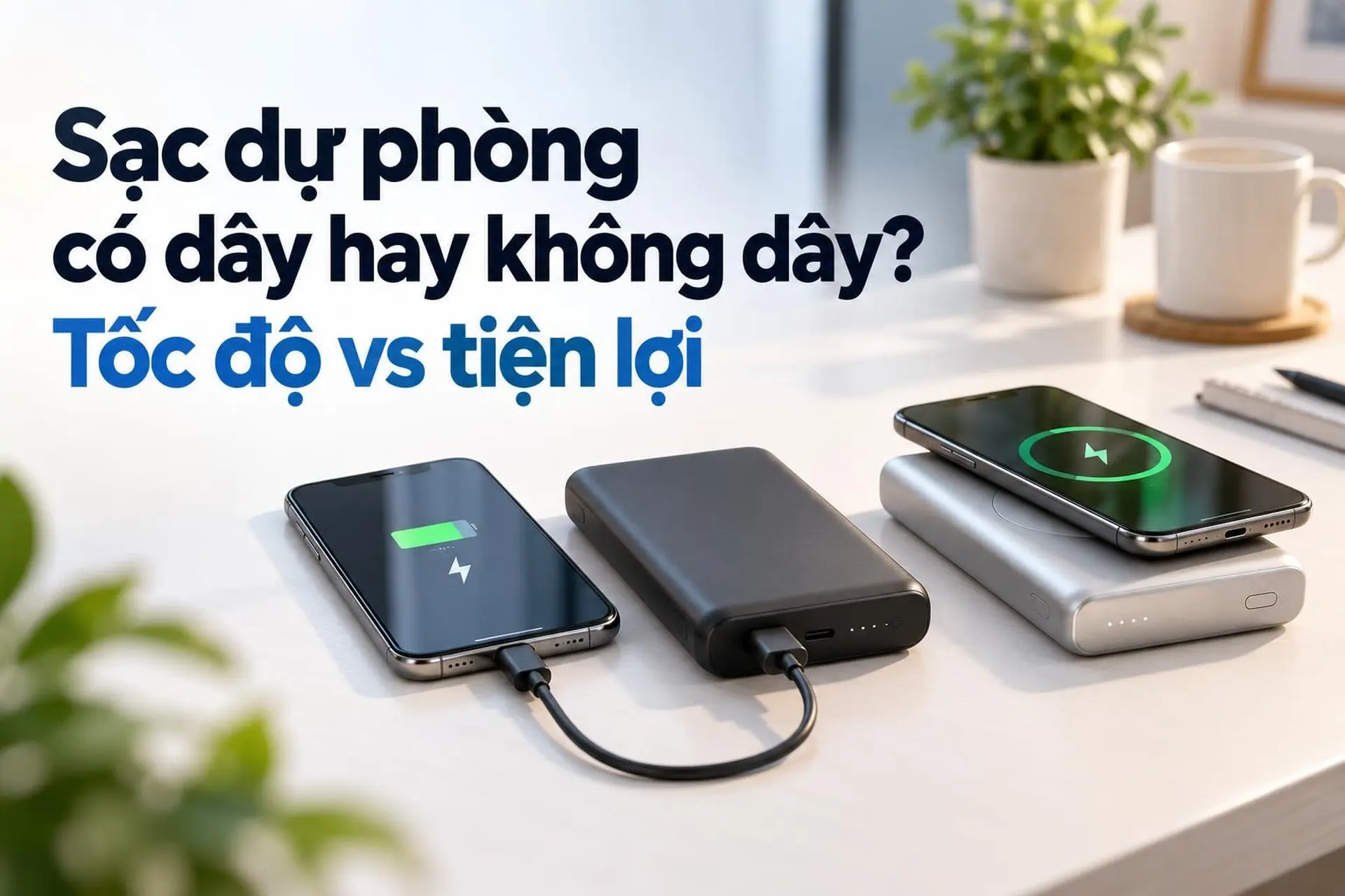 Nên mua sạc dự phòng có dây hay không dây để vừa túi tiền và tiện dùng mỗi ngày?