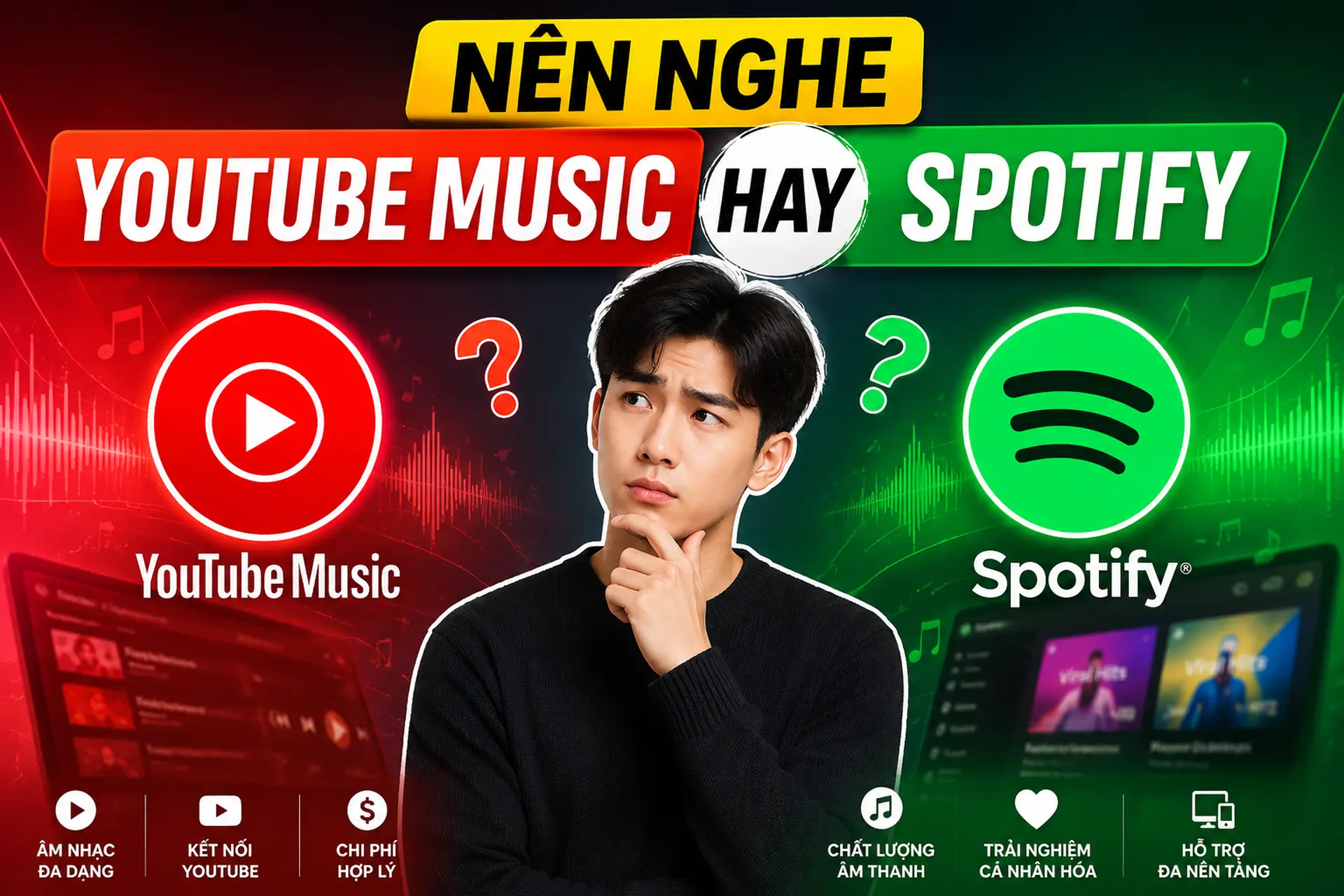Nên nghe YouTube Music hay Spotify? So sánh chi tiết để chọn nền tảng phù hợp