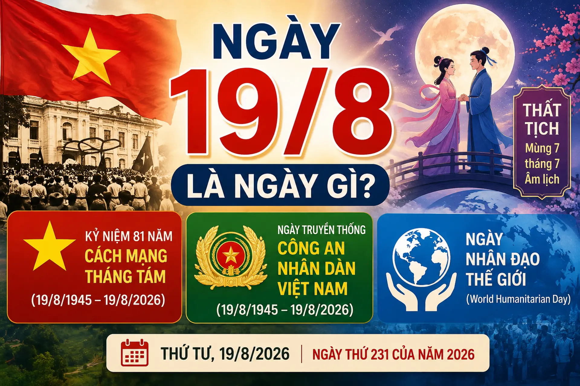 Ngày 19/8 là ngày gì? Ý nghĩa Cách mạng Tháng Tám, Công an nhân dân, Thất tịch và sự kiện năm 2026