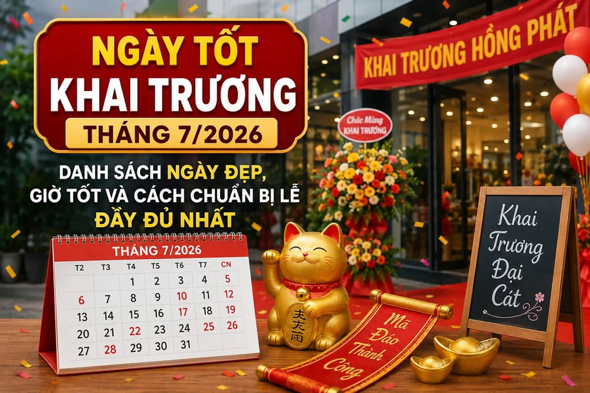 Ngày tốt khai trương tháng 7/2026: Danh sách ngày đẹp, giờ tốt và cách chuẩn bị lễ đầy đủ nhất