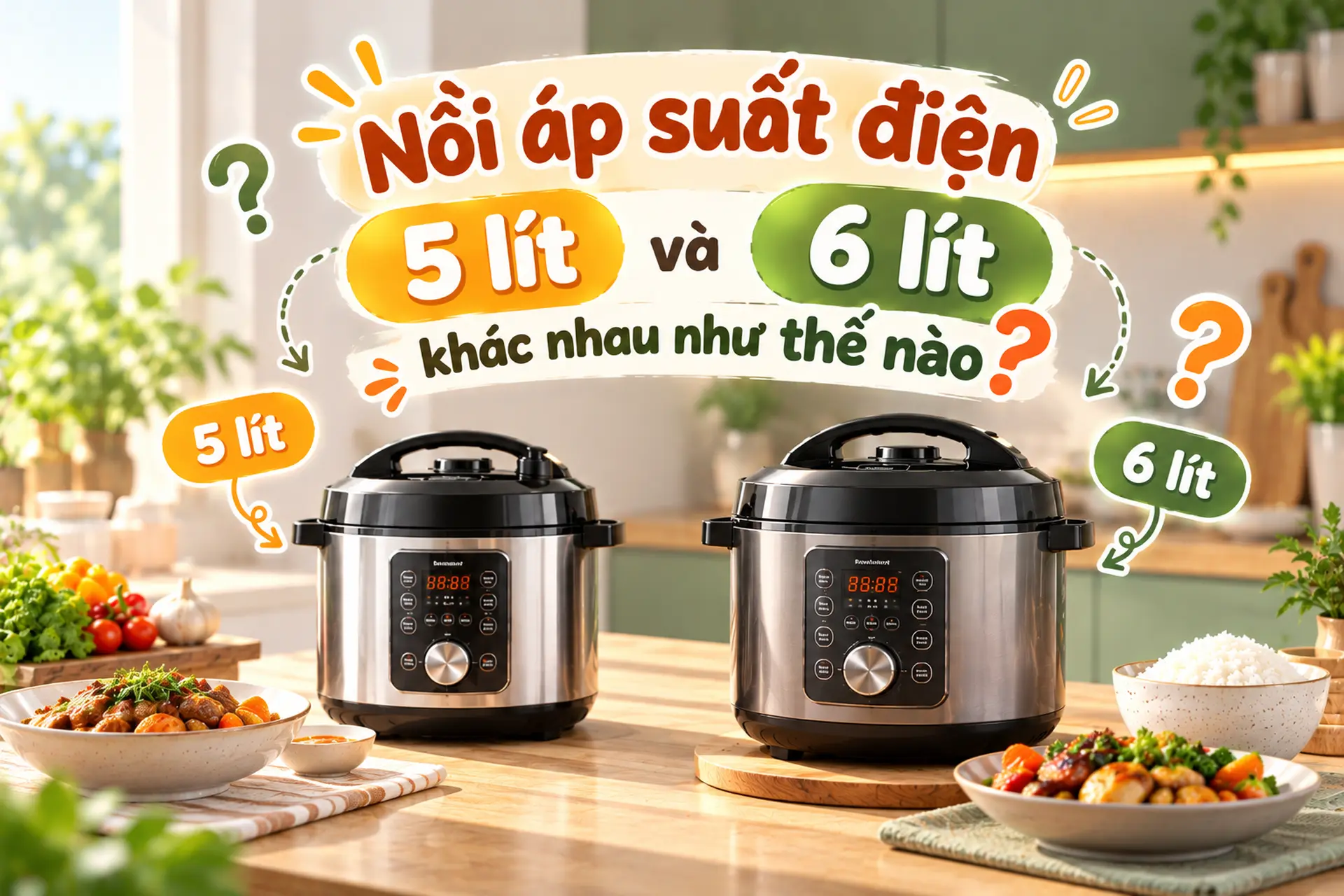 Nồi áp suất điện 5 lít và 6 lít khác nhau như thế nào? Cách chọn dung tích phù hợp