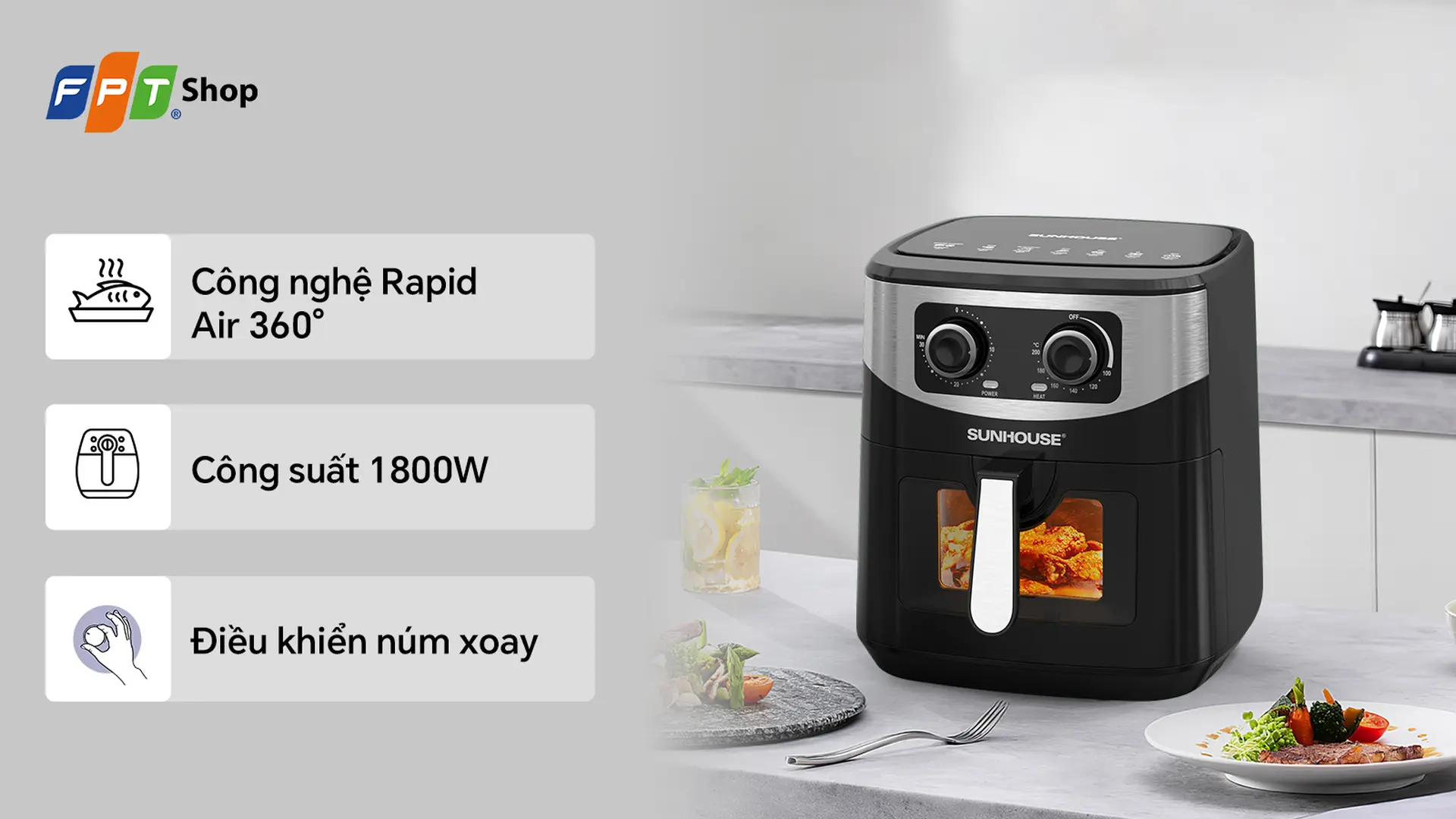 Nồi chiên không dầu Sunhouse 10.5 lít SHD4038