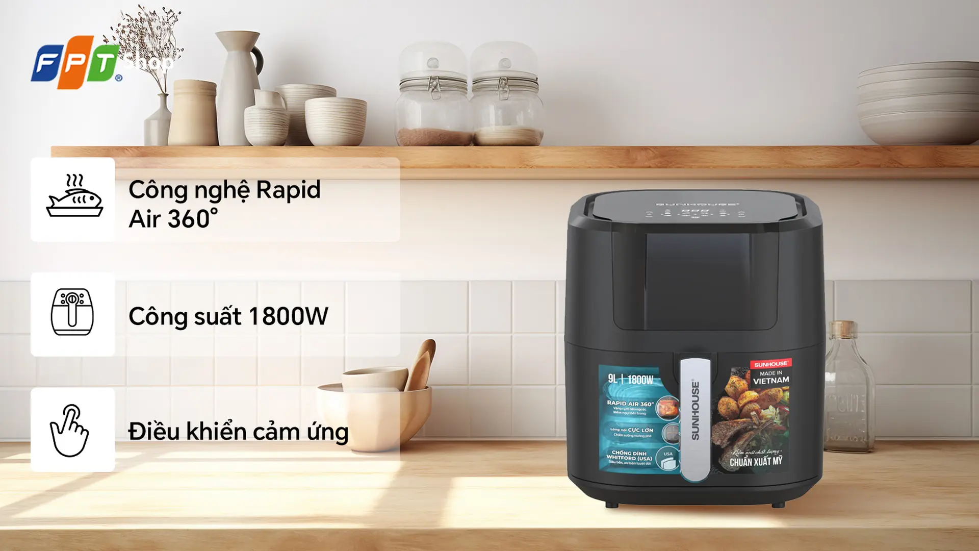 Nồi chiên không dầu điện tử Sunhouse 9 lít SHD4082