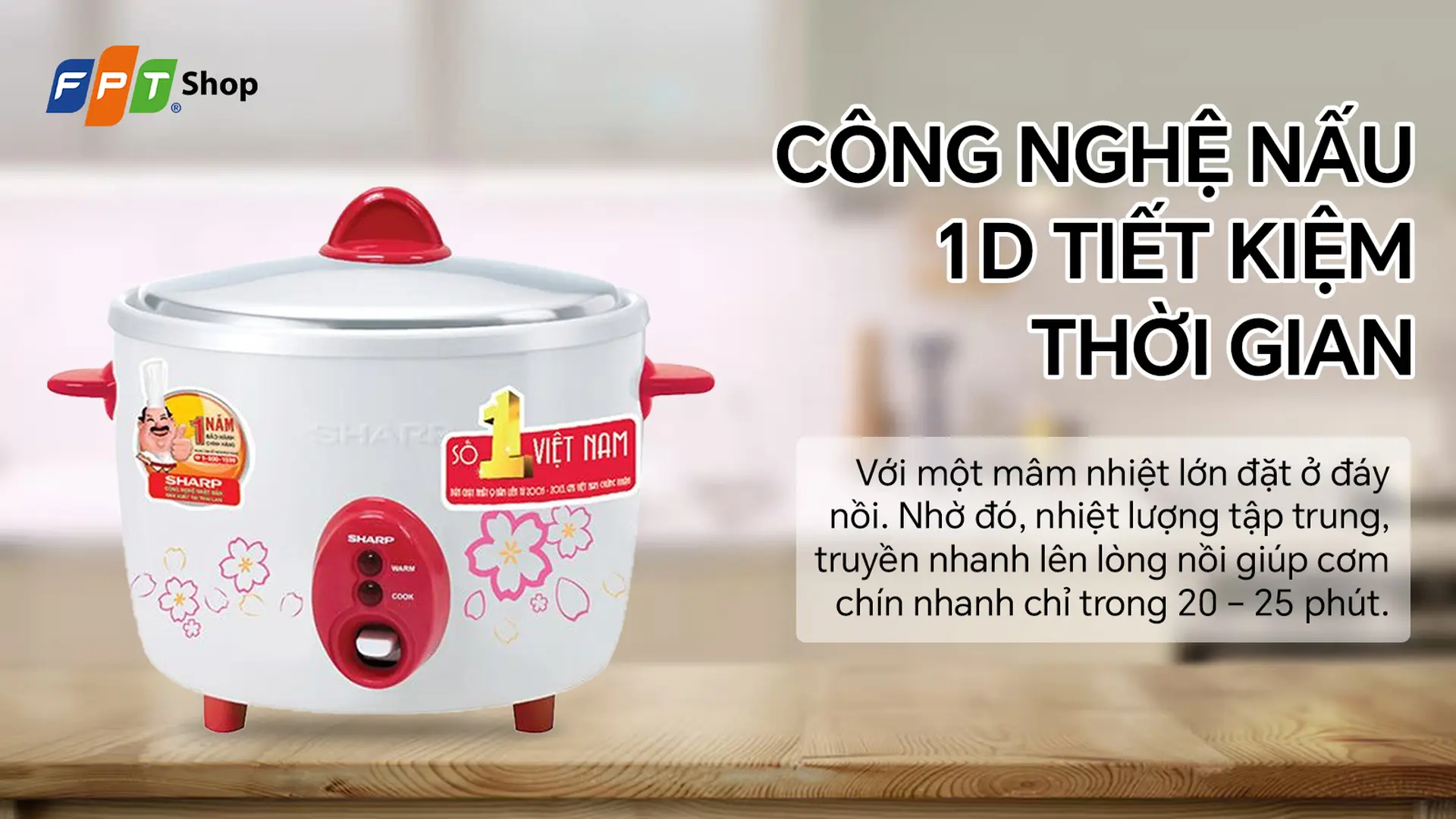 Nồi cơm điện nắp rời Sharp 1.8 lít KSH-D19V