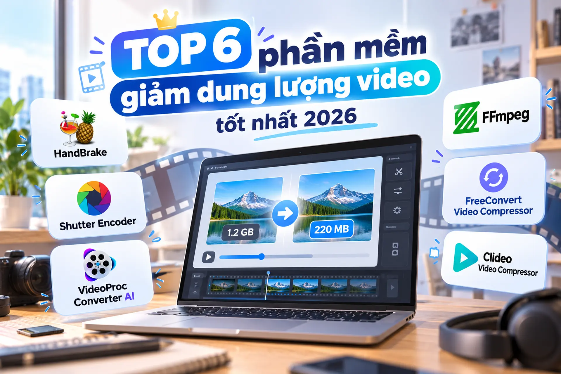 TOP 6 phần mềm giảm dung lượng video tốt nhất 2026: Khám phá những công cụ từ chuyên sâu đến trực tuyến, đáp ứng nhiều nhu cầu sử dụng