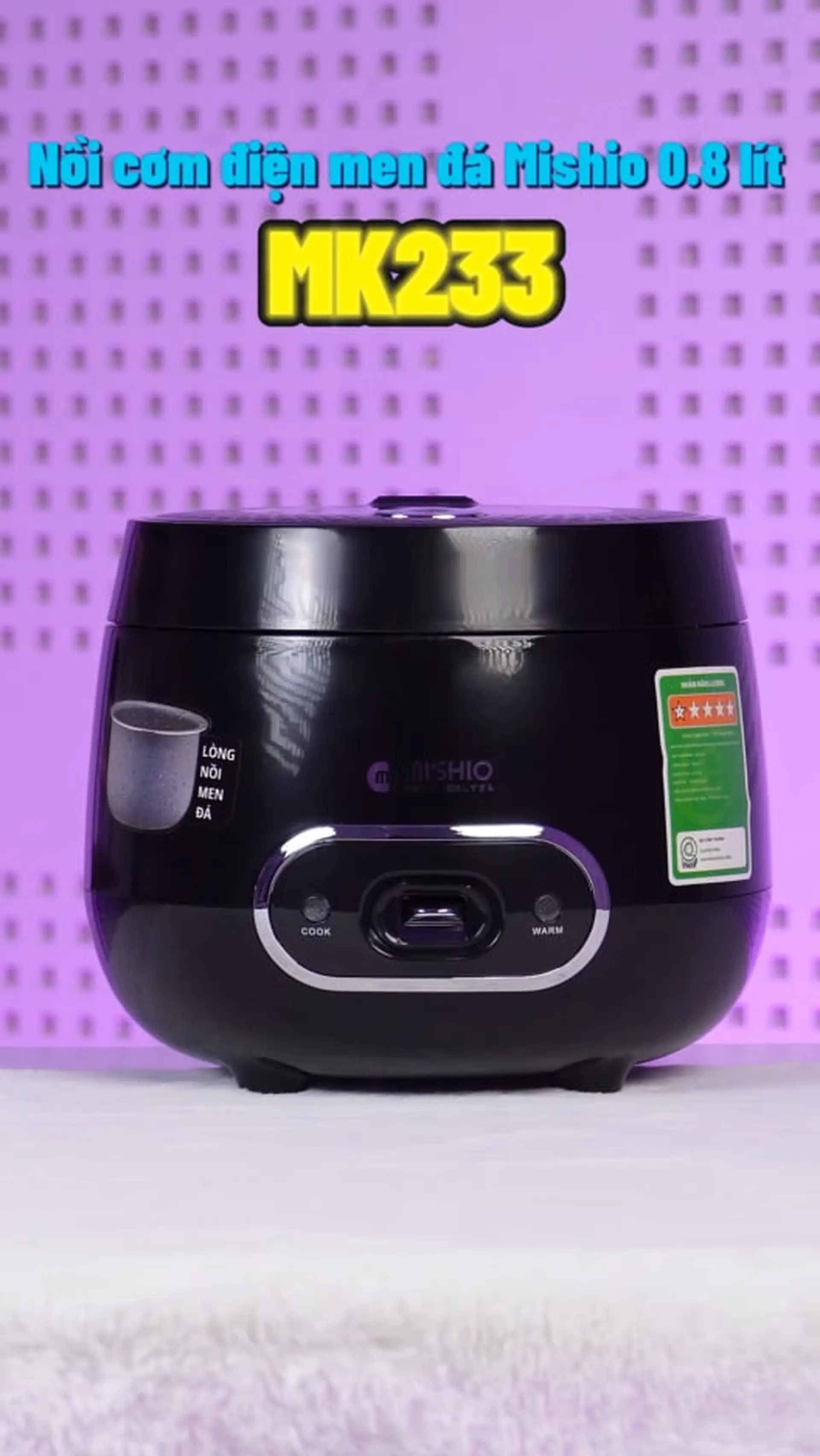 Nồi cơm điện men đá Mishio 0.8 lít MK233