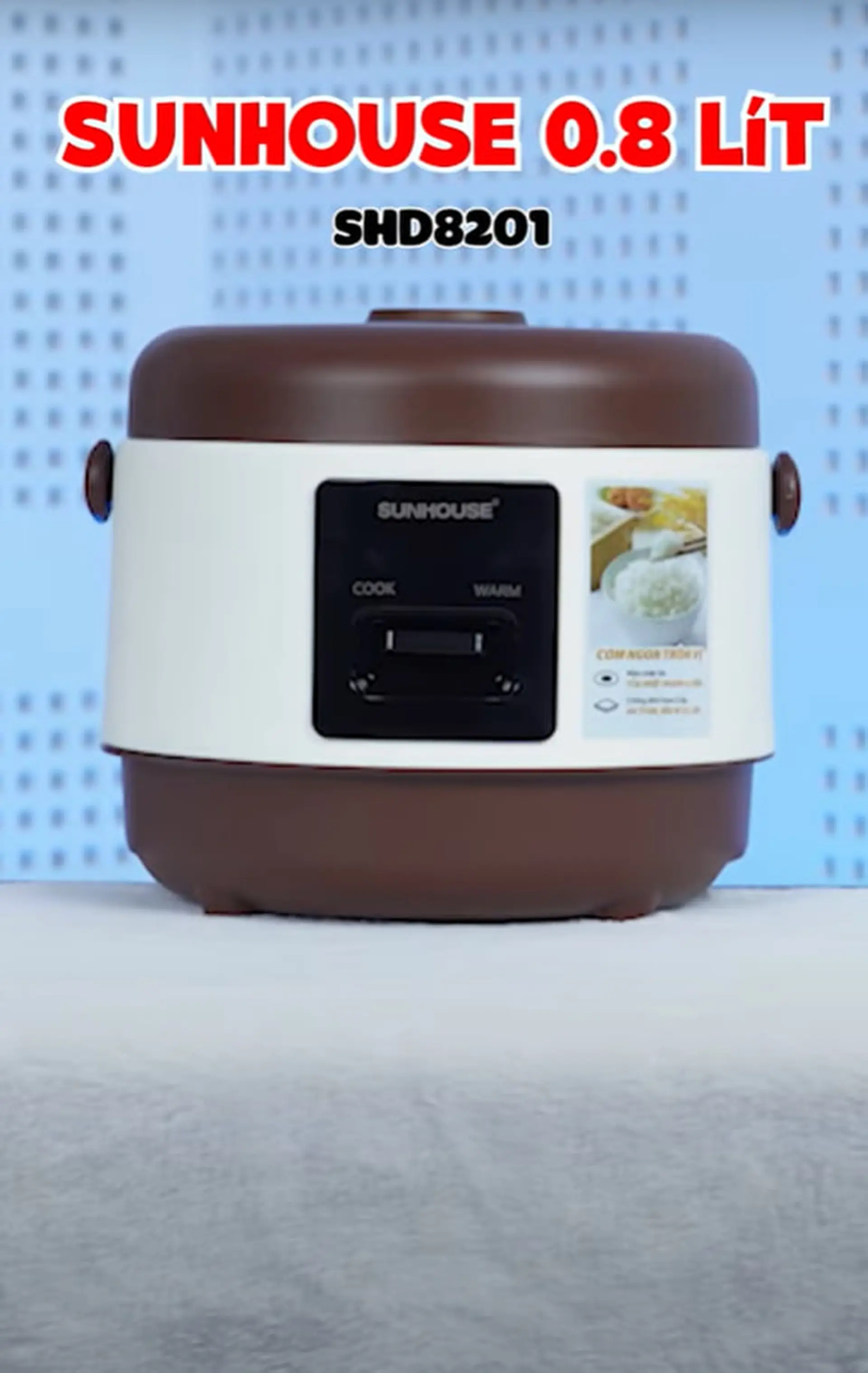 Nồi cơm điện Sunhouse 0.8 lít SHD8201, nhỏ gọn tiện lợi, phù hợp cho gia đình có ít thành viên