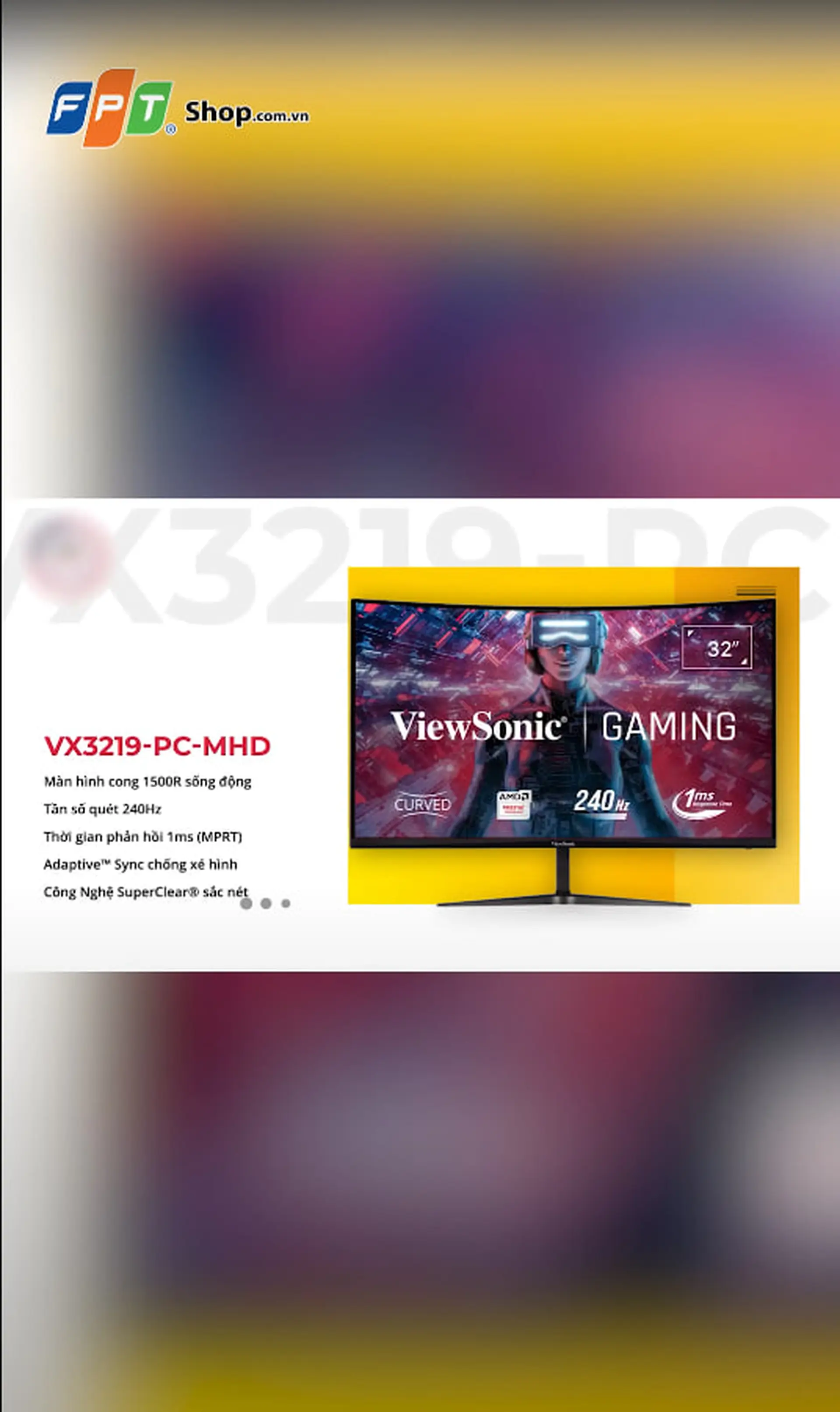 Màn hình Cong Gaming ViewSonic VX3219-PC-MHD