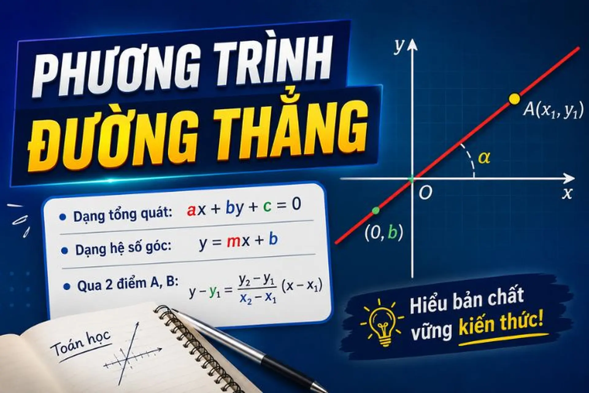 Phương trình đường thẳng: Công thức đầy đủ và cách giải bài tập chi tiết