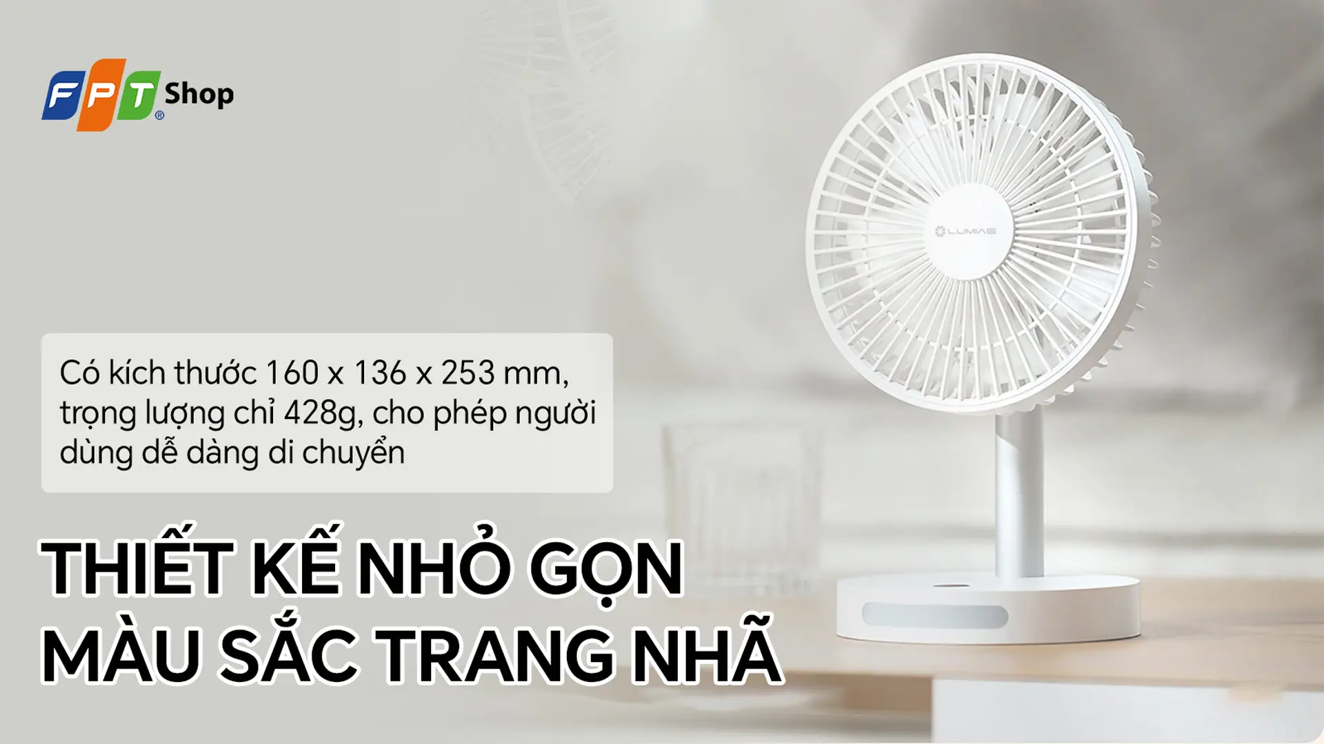 Quạt sạc để bàn Lumias 7 cánh LM-36W 10W 3600mAh