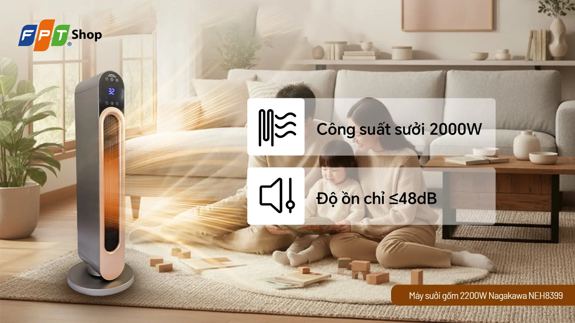Quạt sưởi gốm Nagakawa NEH8399 2000W