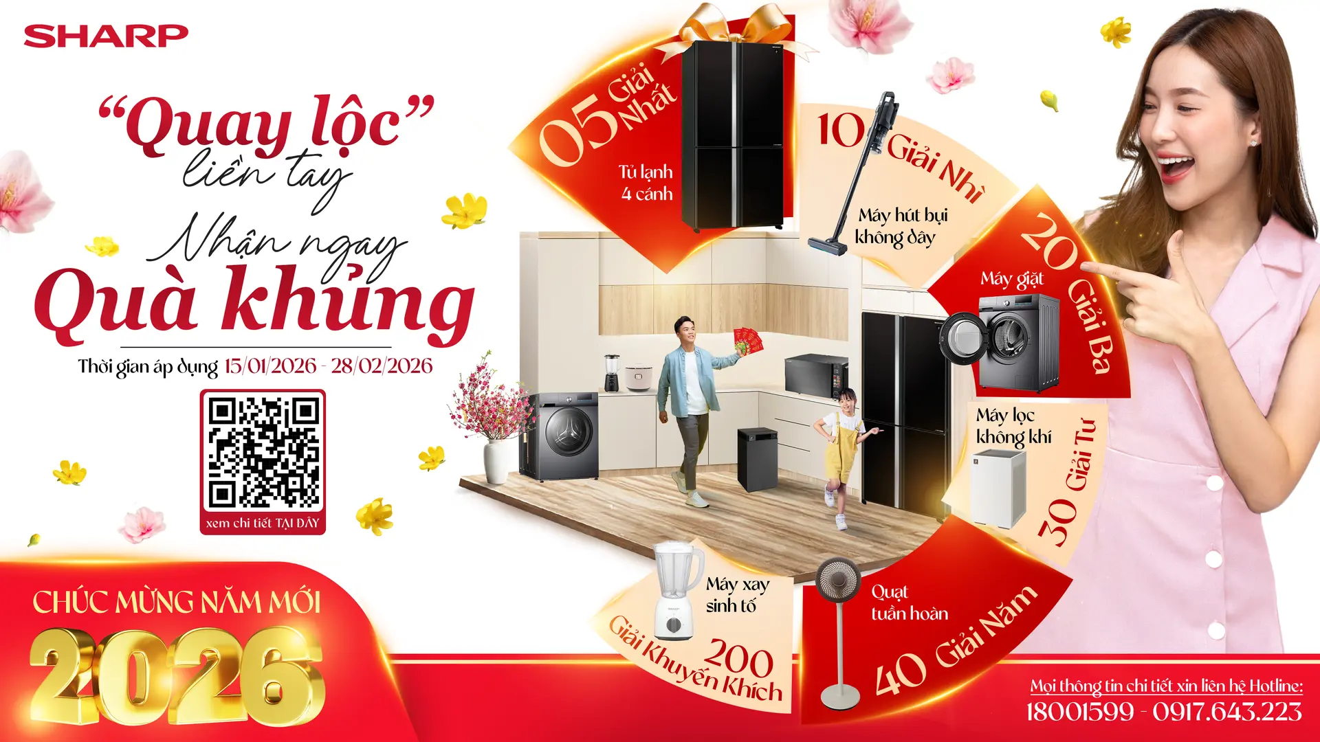 Quay lộc liền tay, nhận ngay quà khủng khi mua sản phẩm Sharp