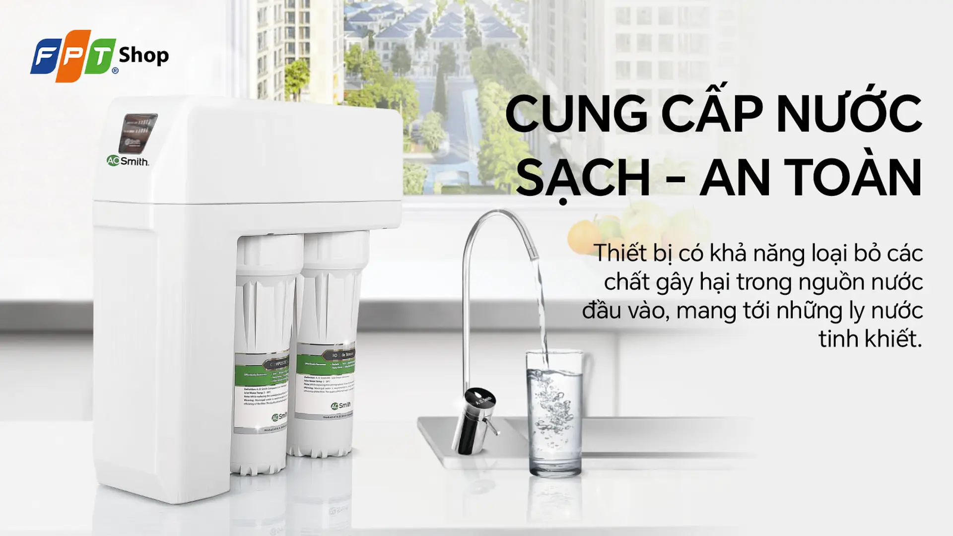 Máy lọc nước RO A.O. Smith R400E 2 lõi