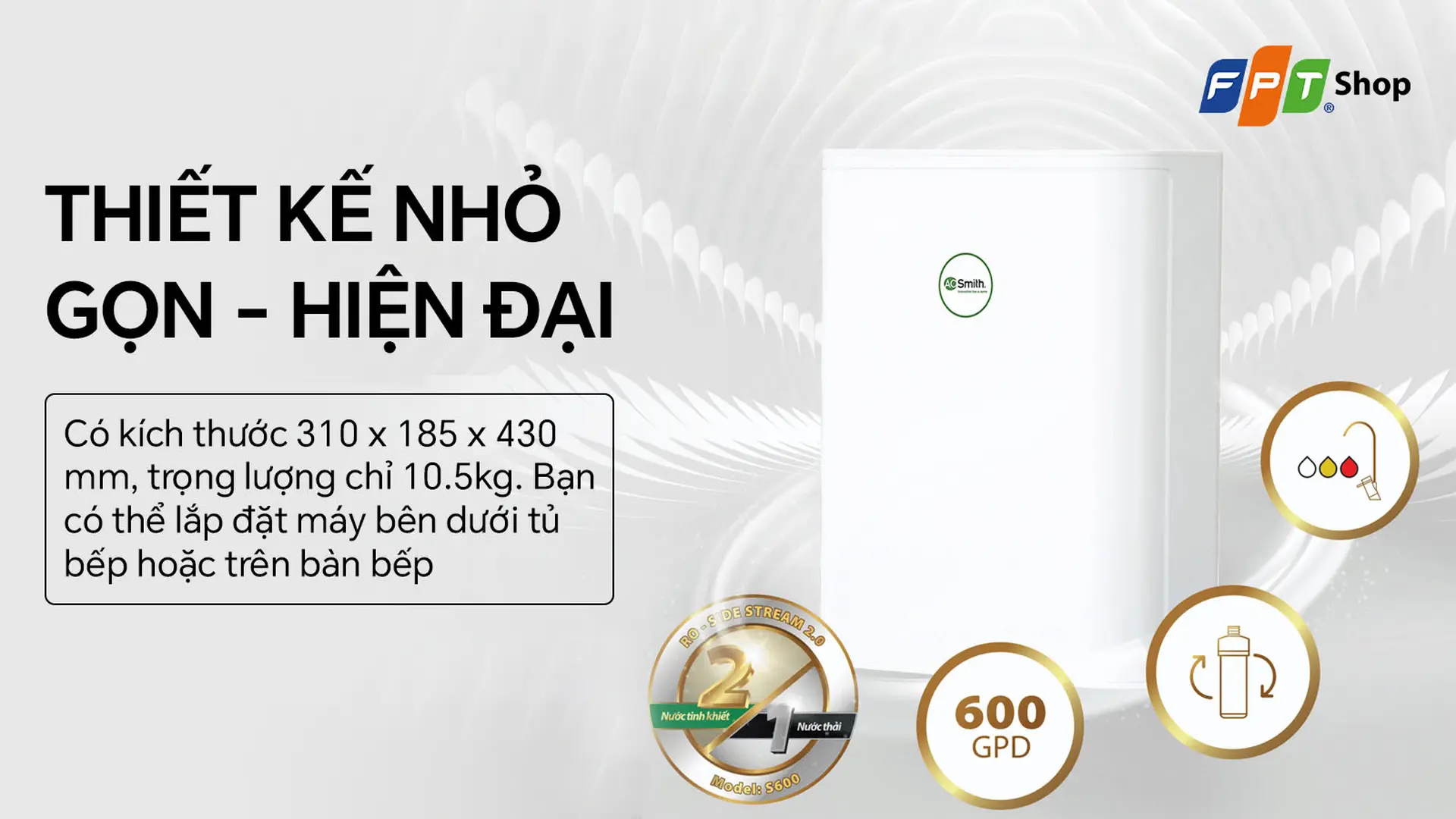 Máy lọc nước RO A.O. Smith S600 4 lõi