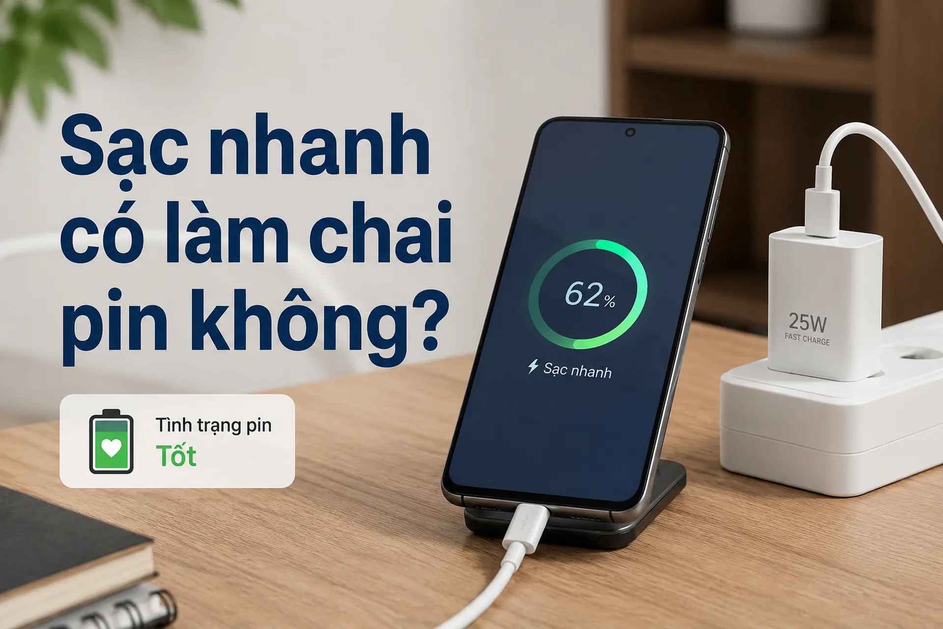 Sạc nhanh có làm chai pin không? Giải đáp chi tiết và cách sạc đúng để tăng tuổi thọ pin