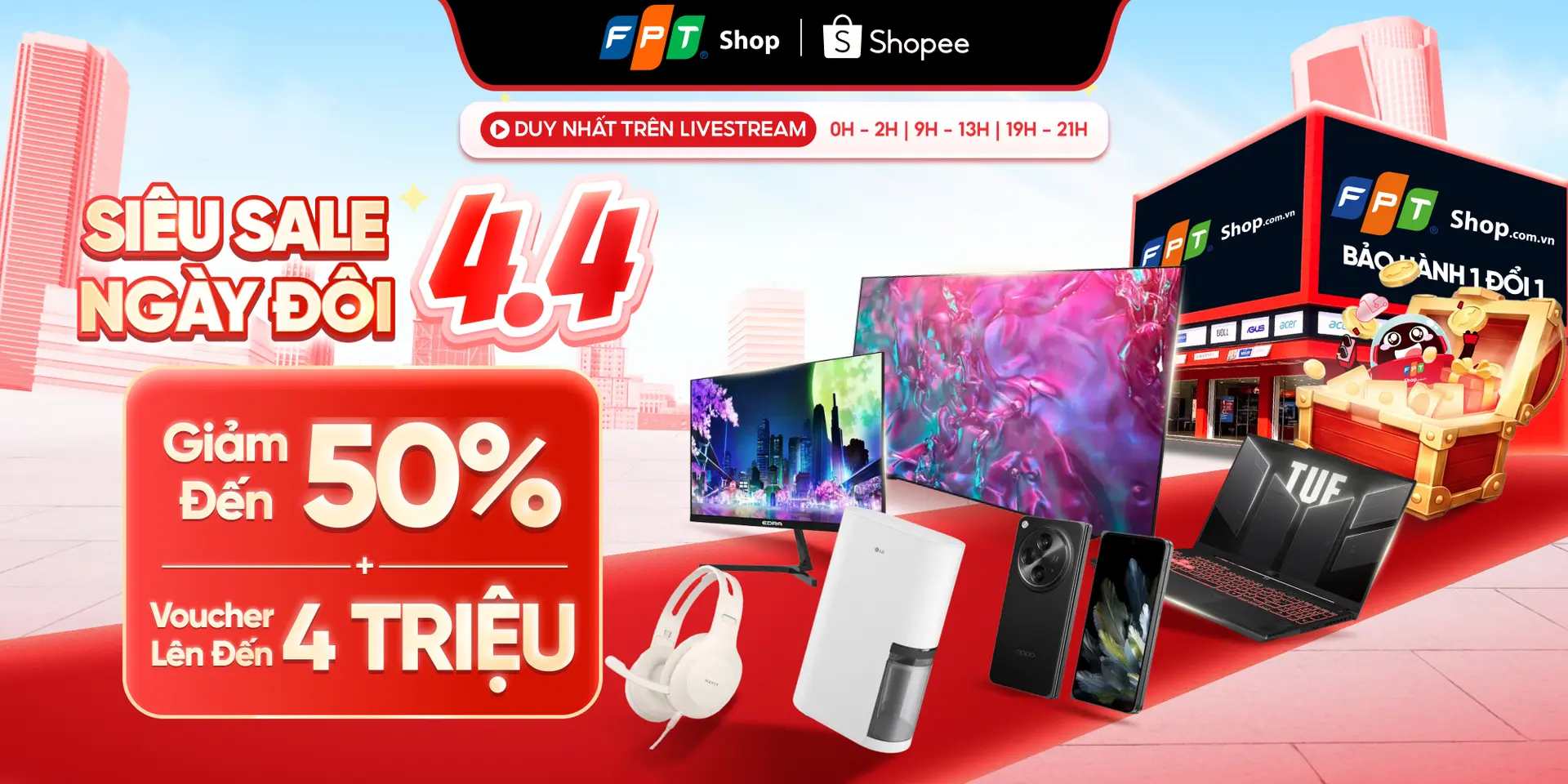 Sale Shopee ngày đôi 4.4: FPT Shop tung loạt deal giảm sâu đến 50%, voucher lên đến 4 triệu