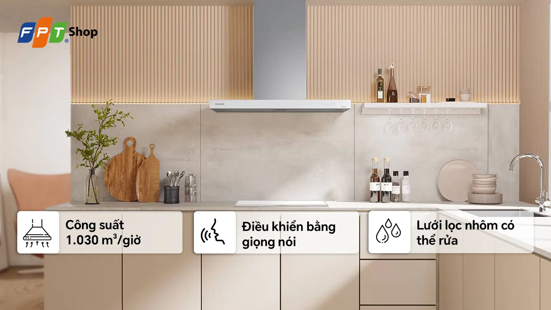 Máy hút mùi áp tường Samsung Bespoke NK36CB665WWHSV