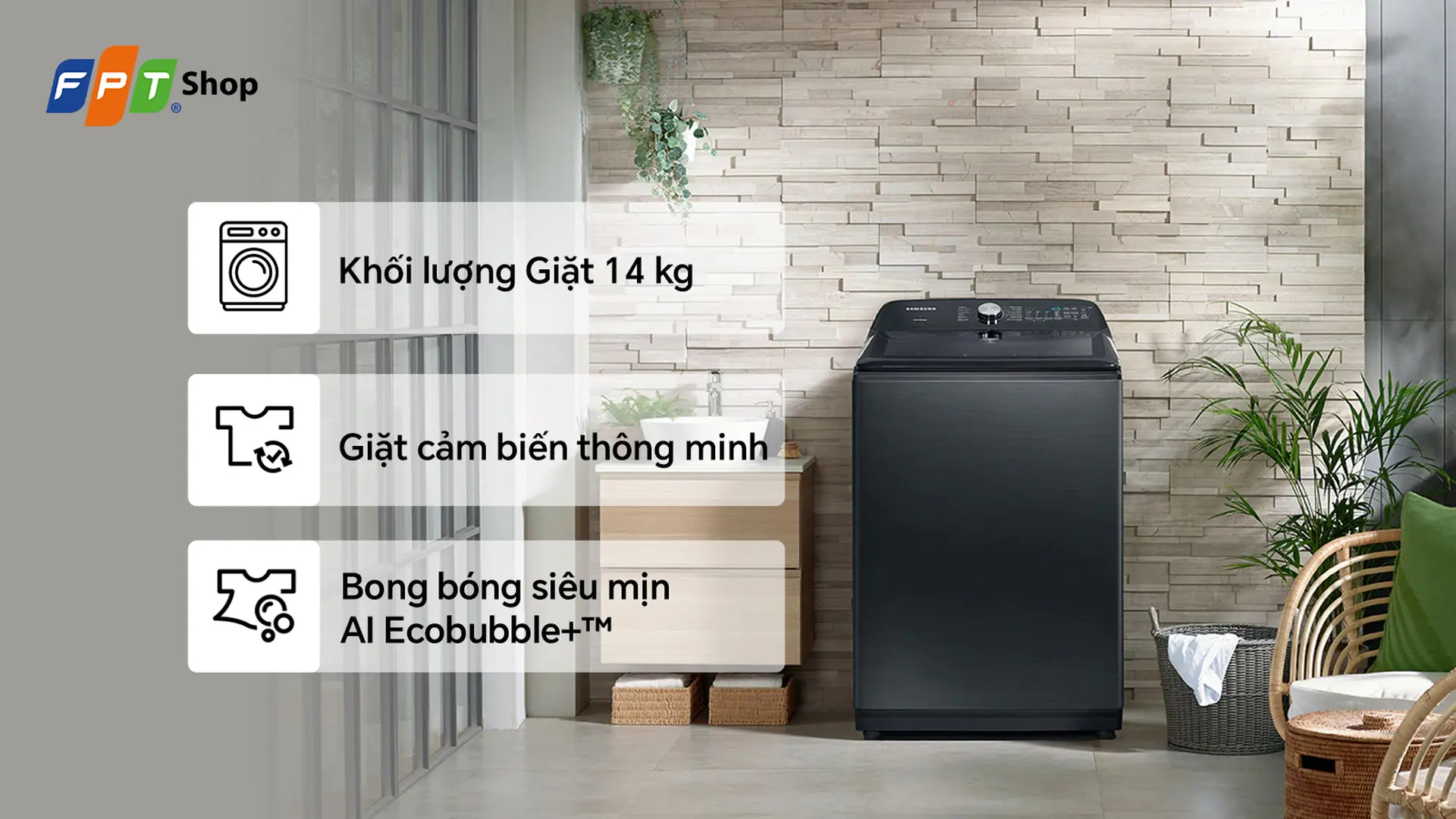 Máy giặt cửa trên Samsung Ecobubble Inverter 23 kg WA23A8377GV/SV