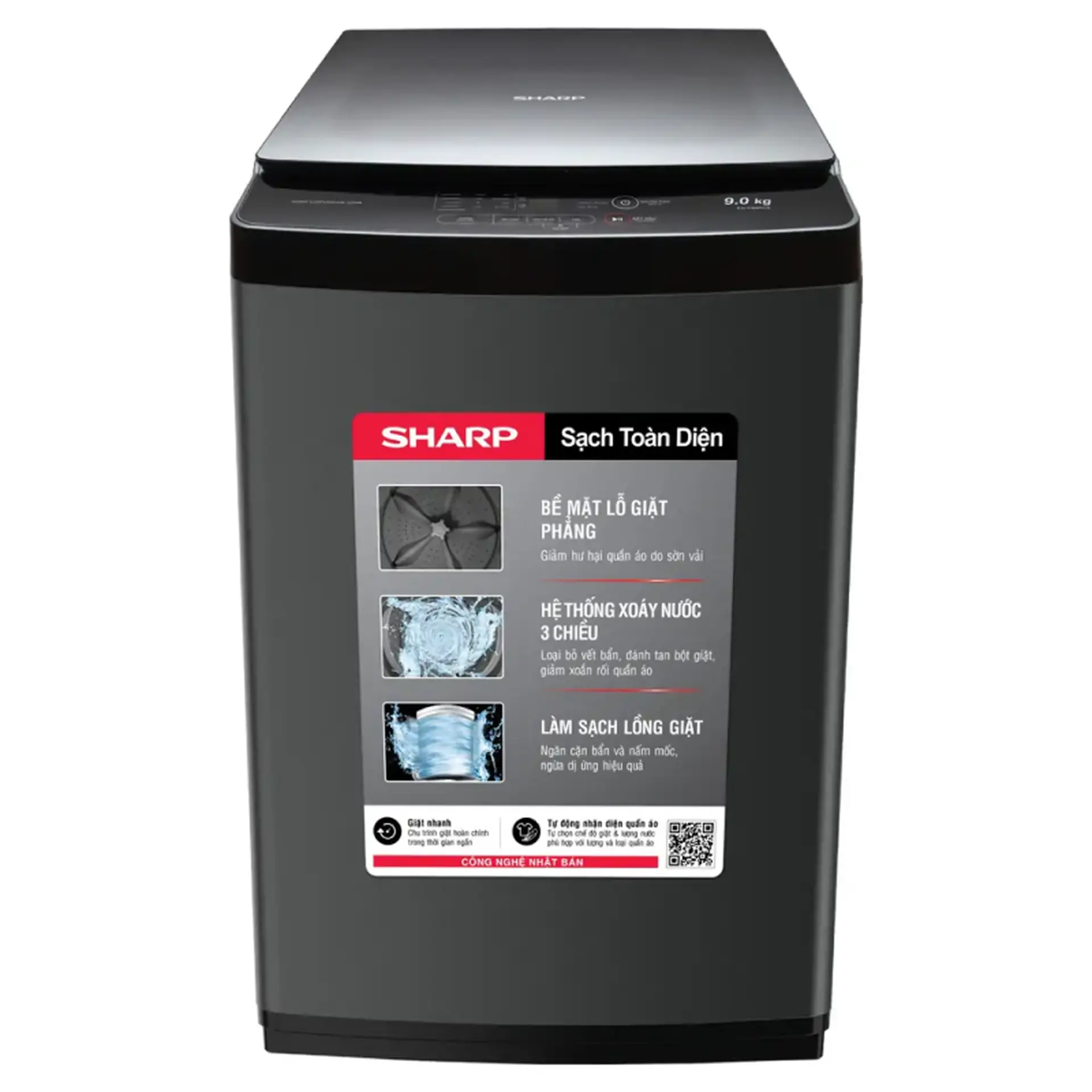Máy giặt cửa trên Sharp 9 kg ES-Y90HV-S