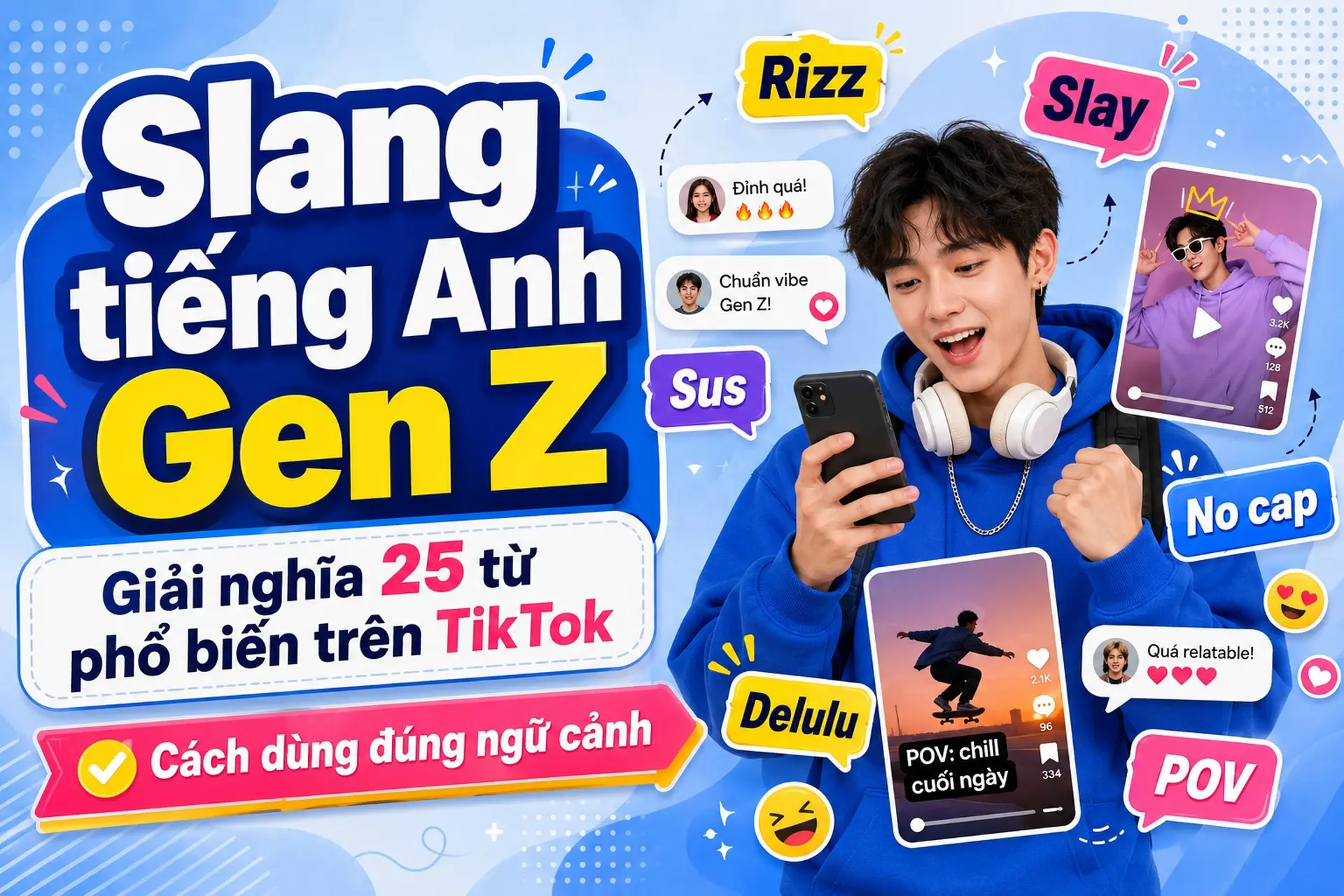 Slang tiếng Anh Gen Z: Giải nghĩa 25 từ phổ biến trên TikTok và cách dùng đúng ngữ cảnh