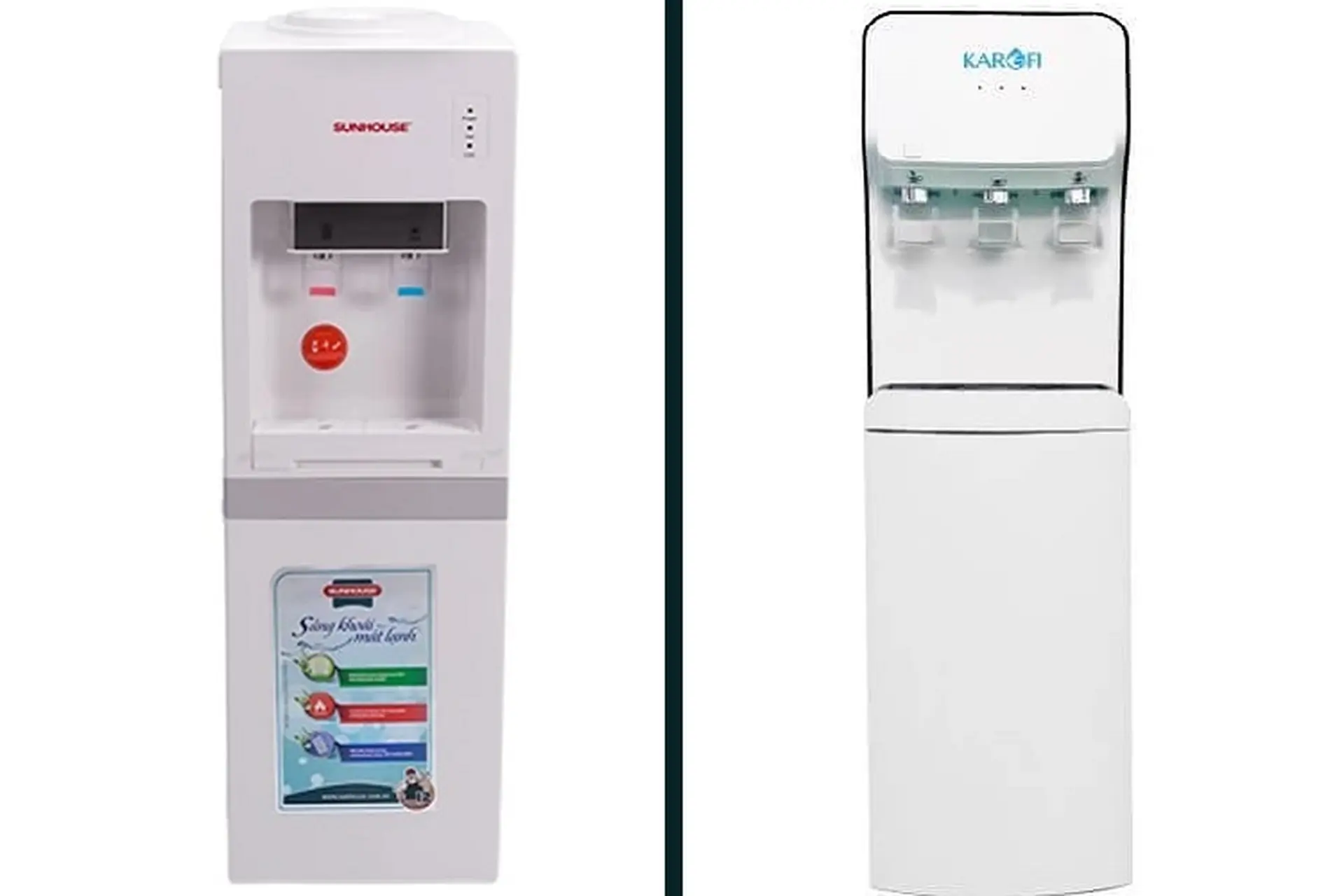 So sánh cây nước nóng lạnh Sunhouse và Karofi: Sản phẩm của hãng nào tốt hơn?