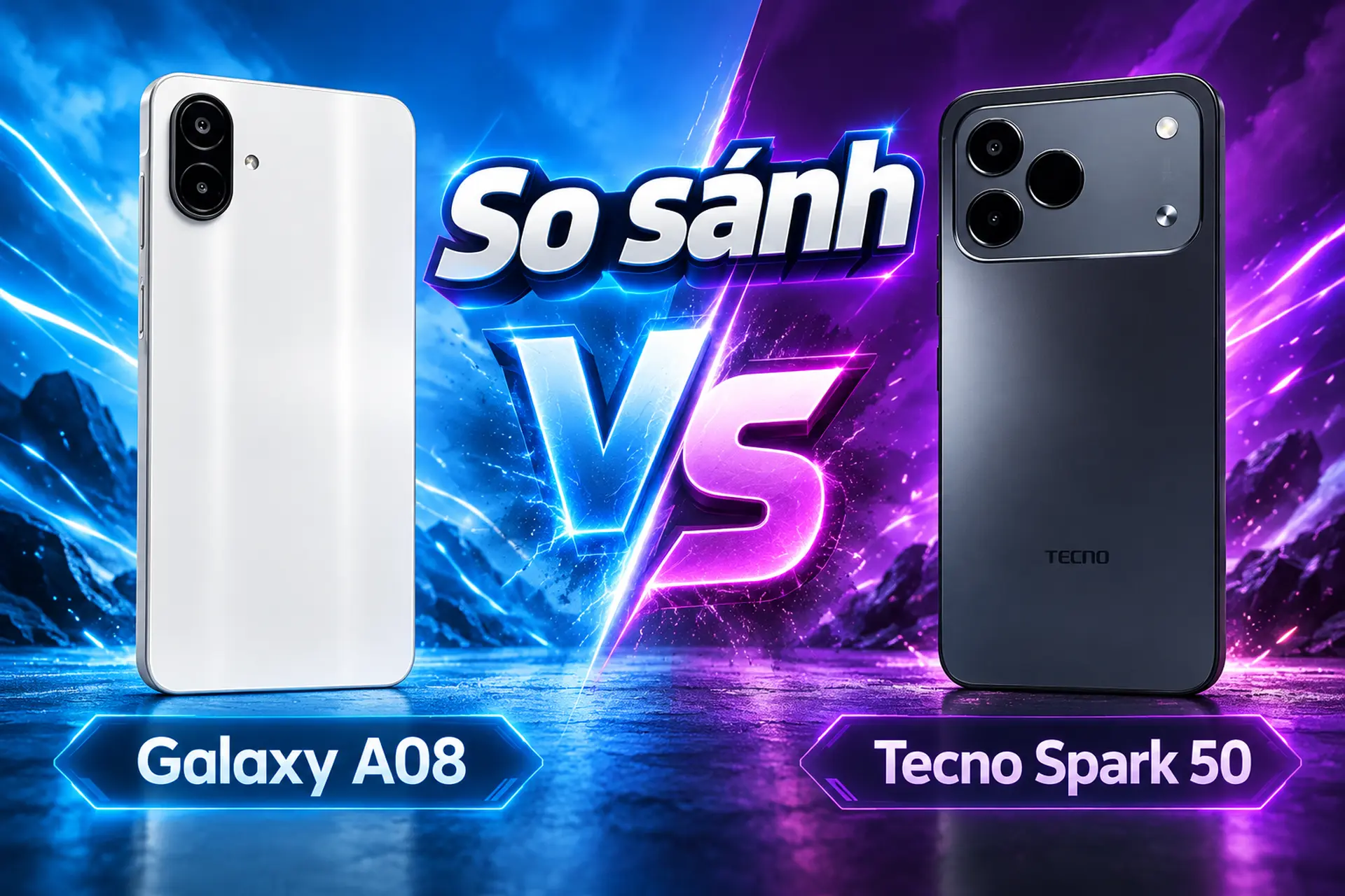 So sánh Galaxy A08 và Tecno Spark 50 4 GB: Điện thoại nào đáng mua hơn trong tầm giá 5 triệu?