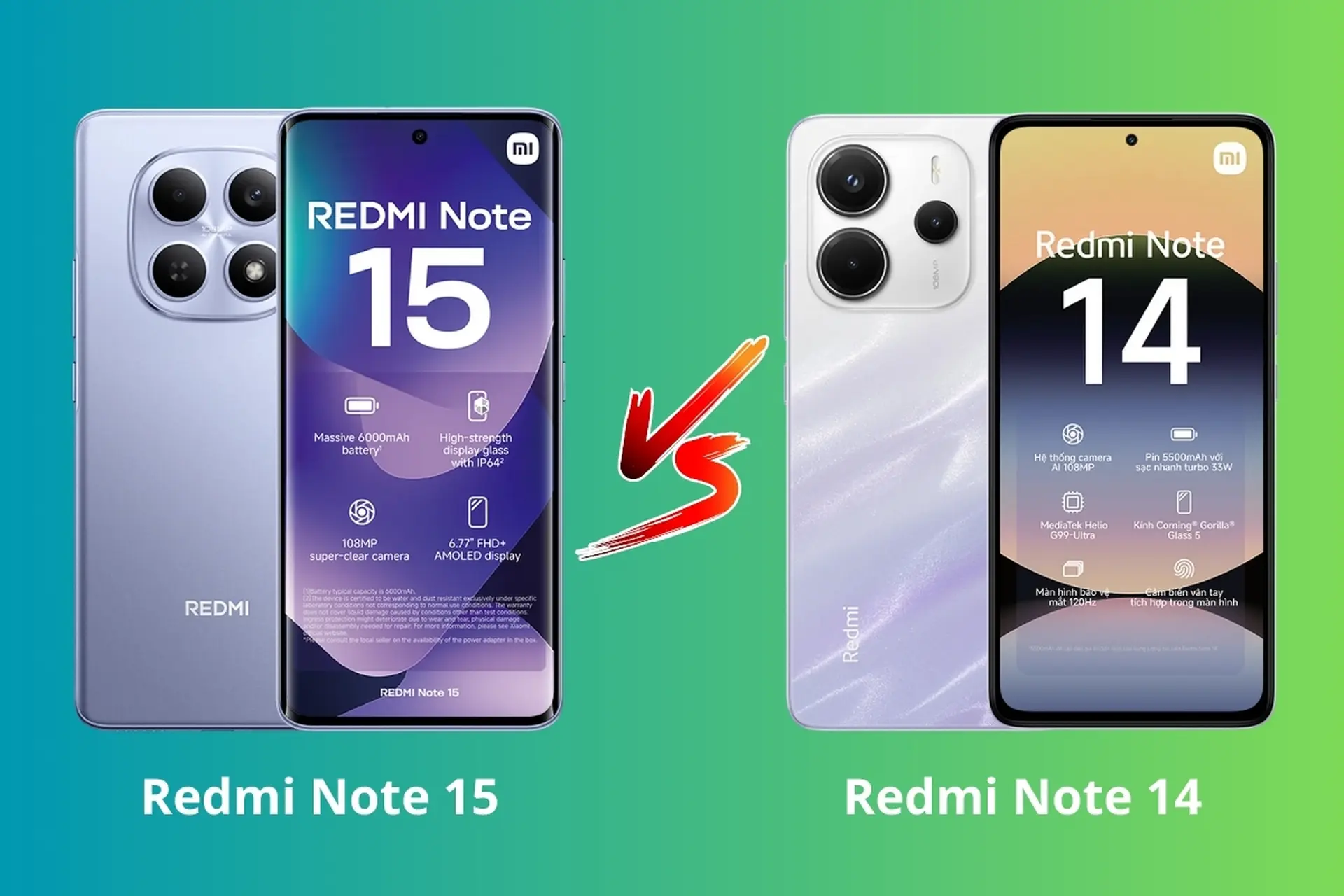 So sánh Redmi Note 15 và Redmi Note 14: Màn hình sáng hơn, pin lớn hơn, hiệu năng tốt hơn