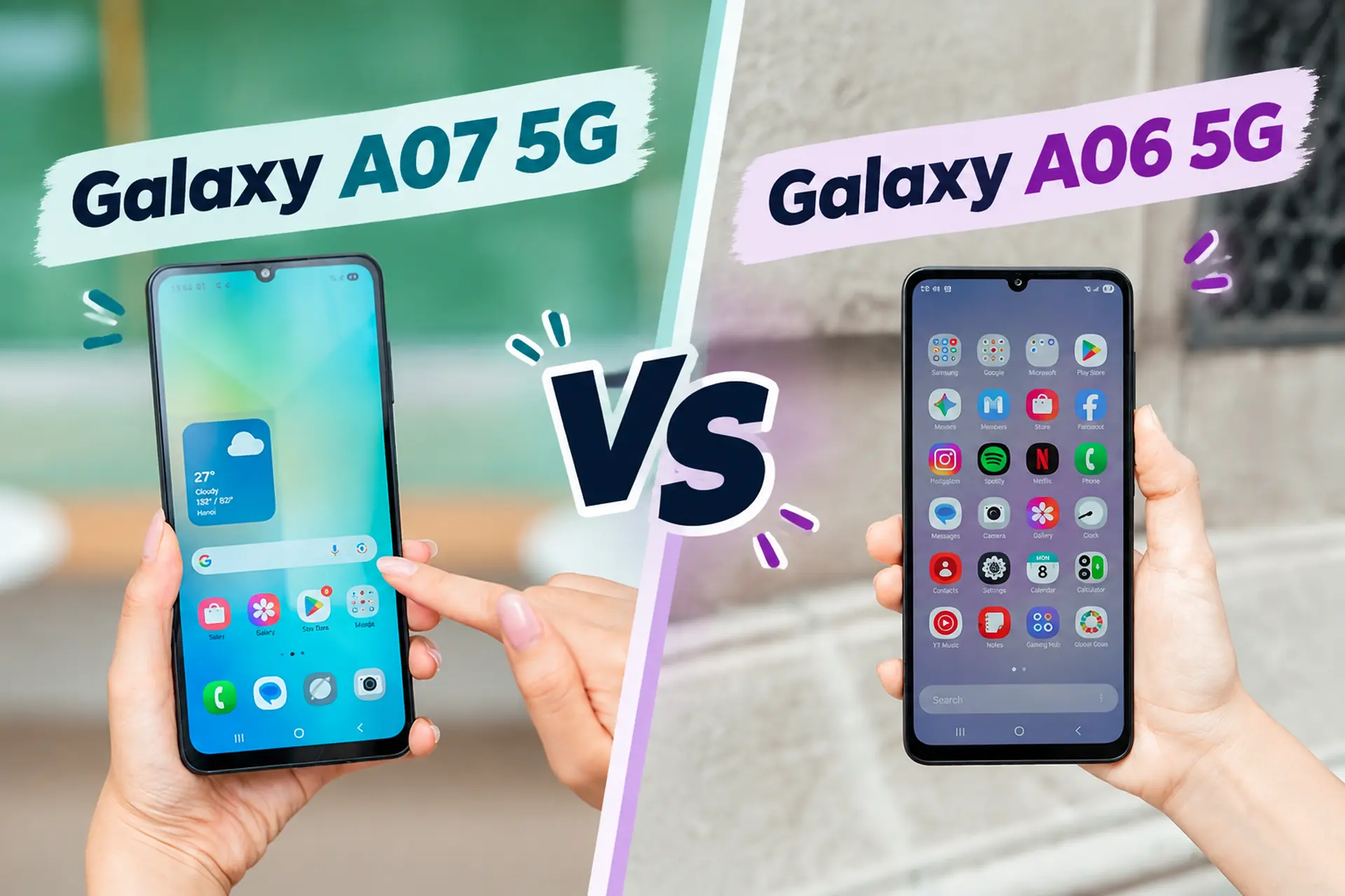 So sánh Samsung Galaxy A07 5G và Galaxy A06 5G chi tiết: Khác biệt là gì? Nên chọn mẫu điện thoại nào?