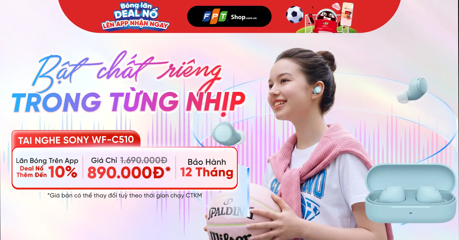 Tai nghe Sony WF-C510: Thiết kế nhỏ gọn, âm thanh sống động, pin đến 22 giờ cùng nhiều màu sắc trẻ trung