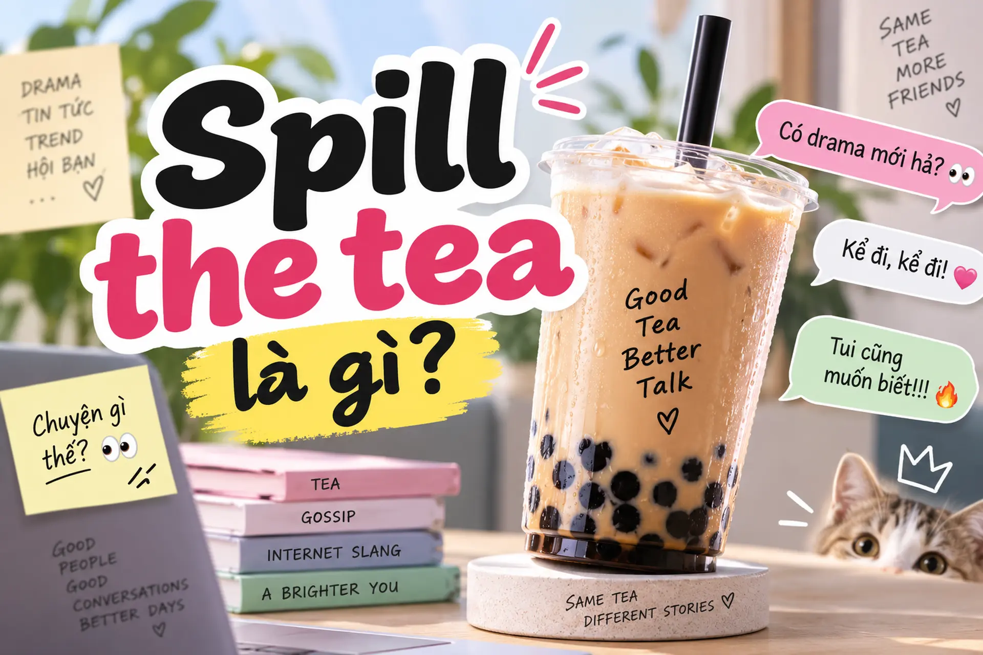 Spill the tea là gì? Giải thích ý nghĩa và cách dùng trong giao tiếp hằng ngày