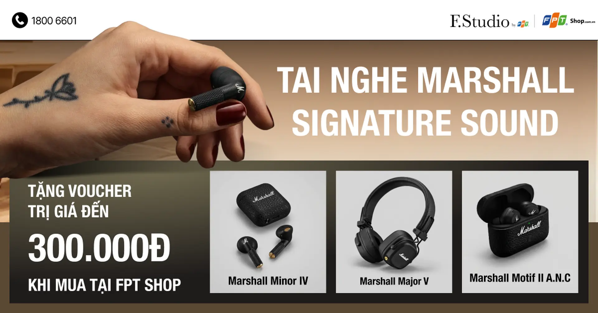 Tặng voucher đến 300.000đ khi mua tai nghe Marshall